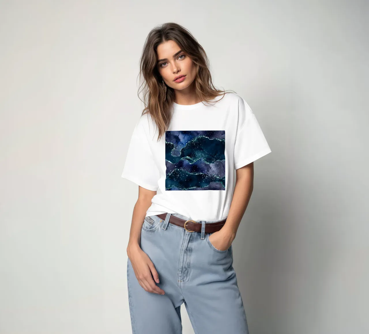 Texture agata glitterata blu navy 06 t-shirt da Gemstone Textures