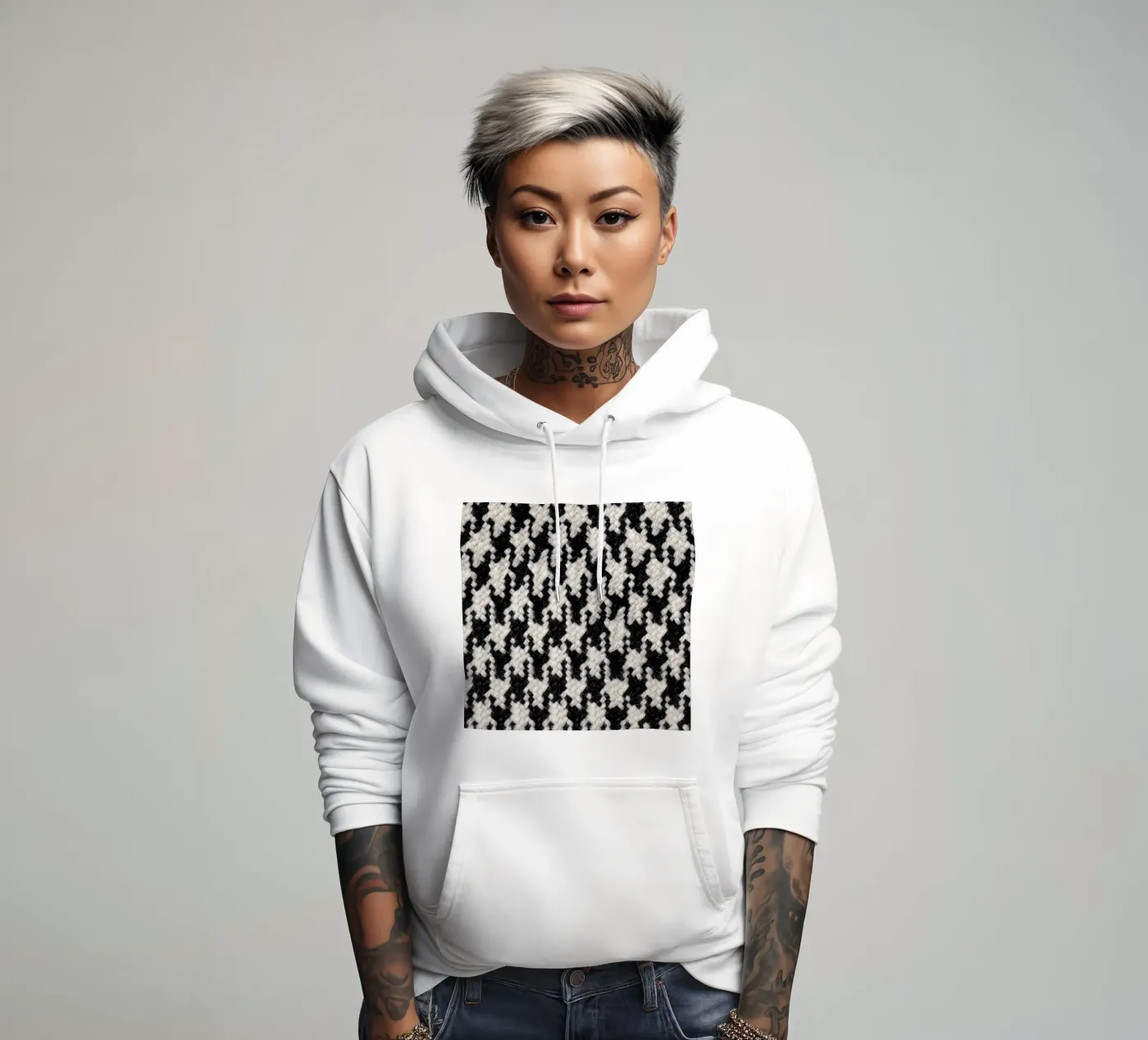 Houndstooth Pattern hoodie van Curious Collections by Marielle Leenders