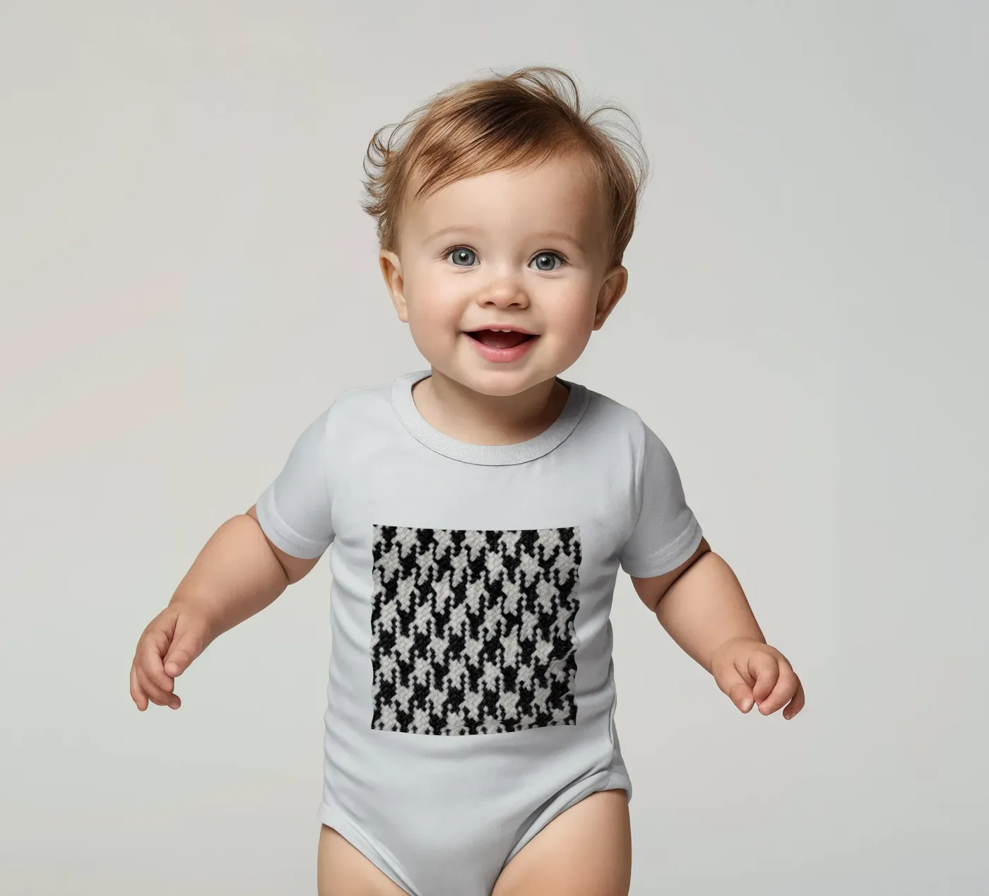 Houndstooth Pattern body neonato maniche corte da Curious Collections by Marielle Leenders