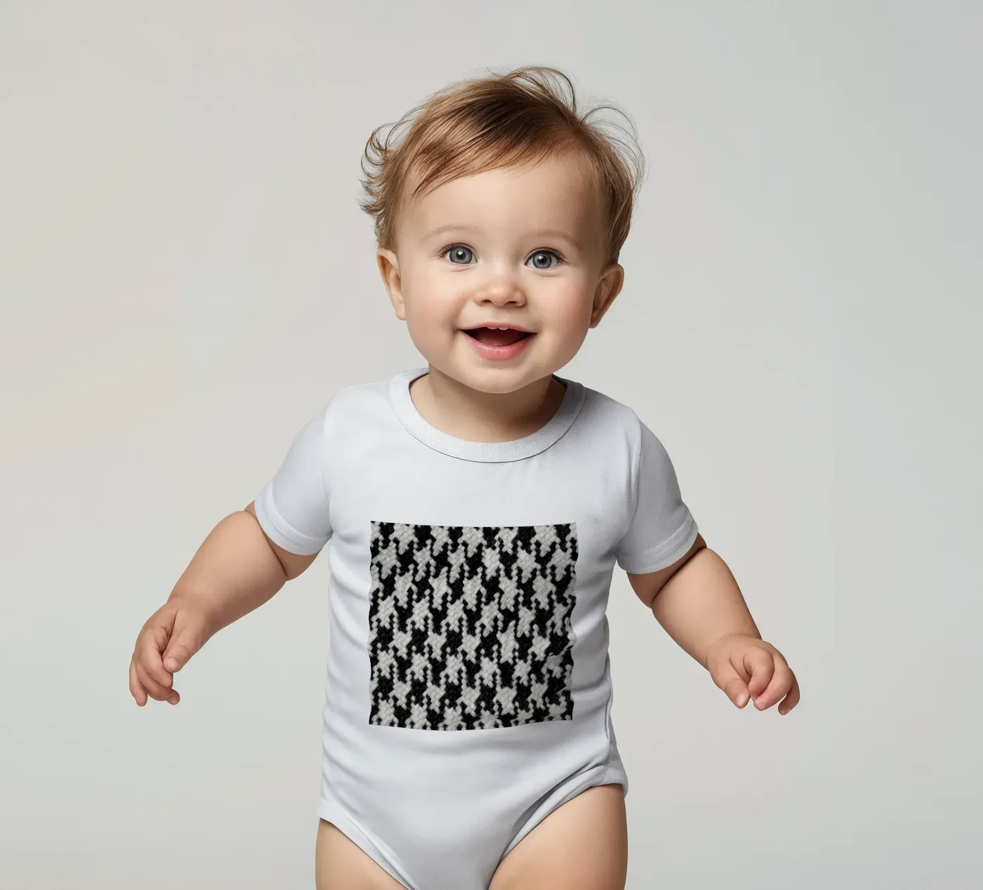 Houndstooth Pattern body neonato maniche corte da Curious Collections by Marielle Leenders