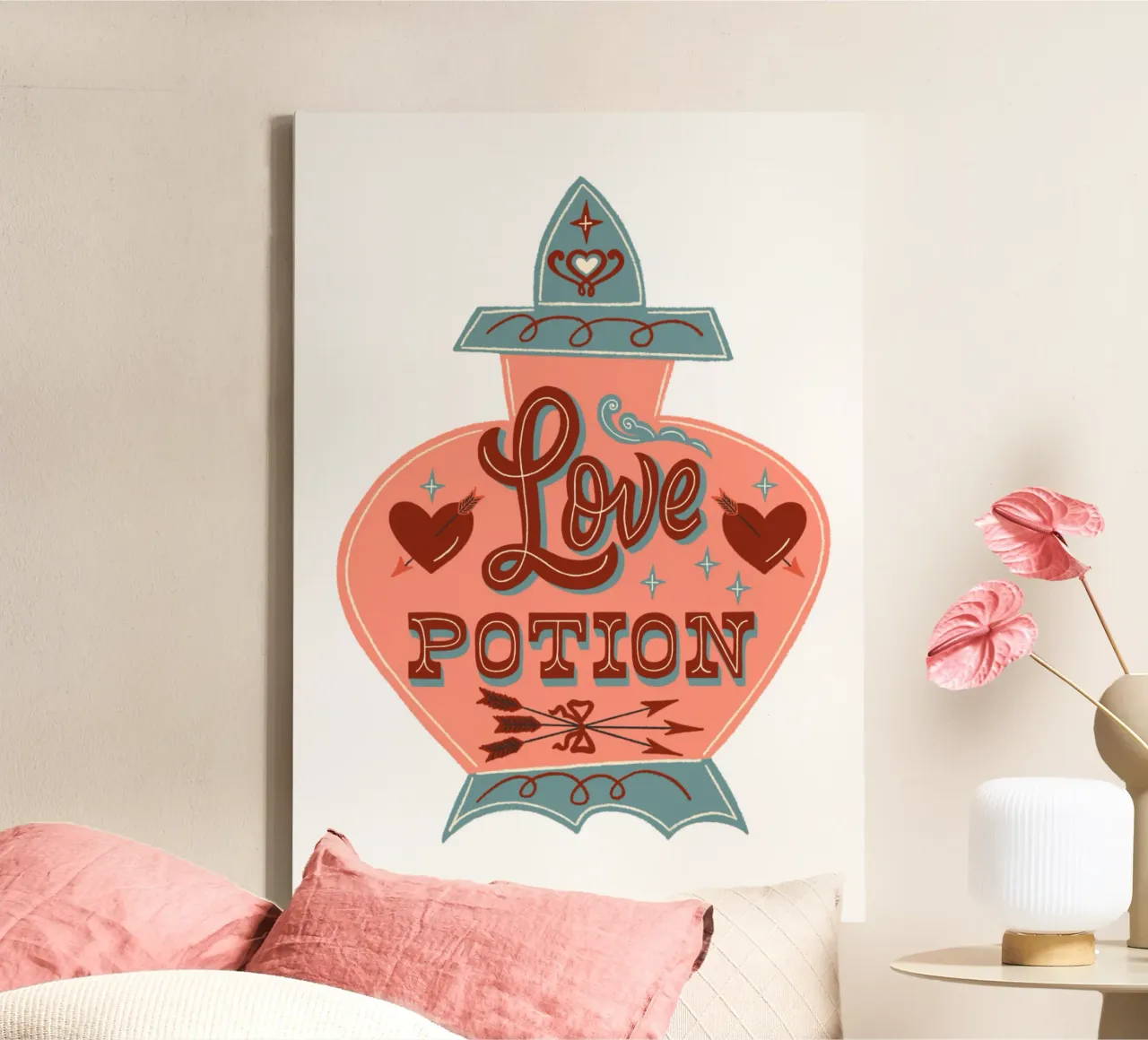 Hochzeit Liebeszitate Zaubertrank Fantasy-Fan canvas met Baklijst van incomeforcreatives