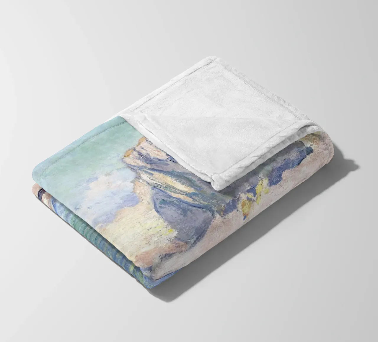 Monet - Étretat, The beach and the falaise d'Amont coperta in pile da apoloprints