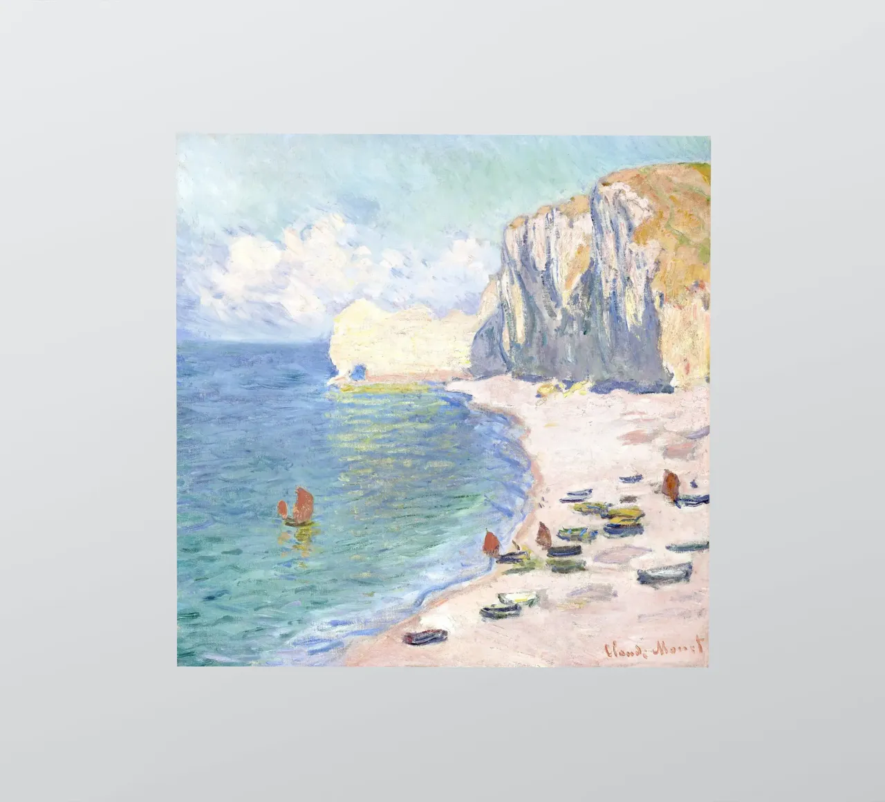 Monet - Étretat, The beach and the falaise d'Amont pegatina de apoloprints