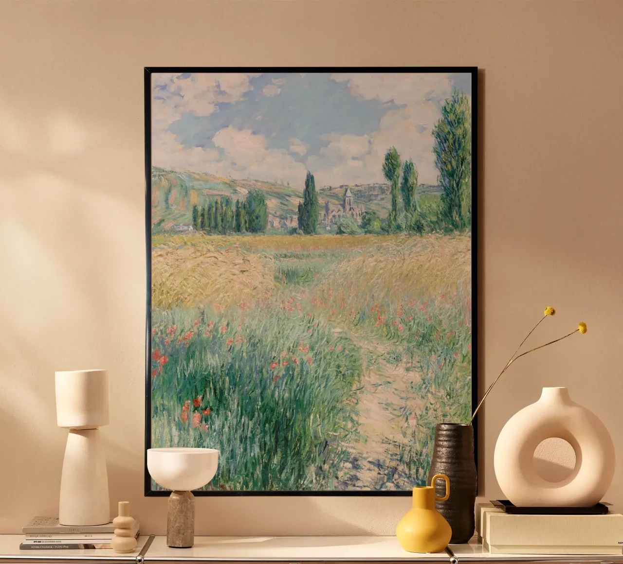 Monet - Path on the Island of Saint Martin poster con telaio in alluminio da apoloprints