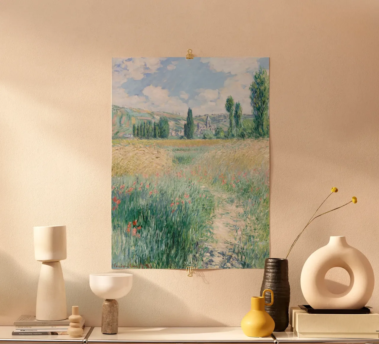 Monet - Path on the Island of Saint Martin poster con telaio in alluminio da apoloprints