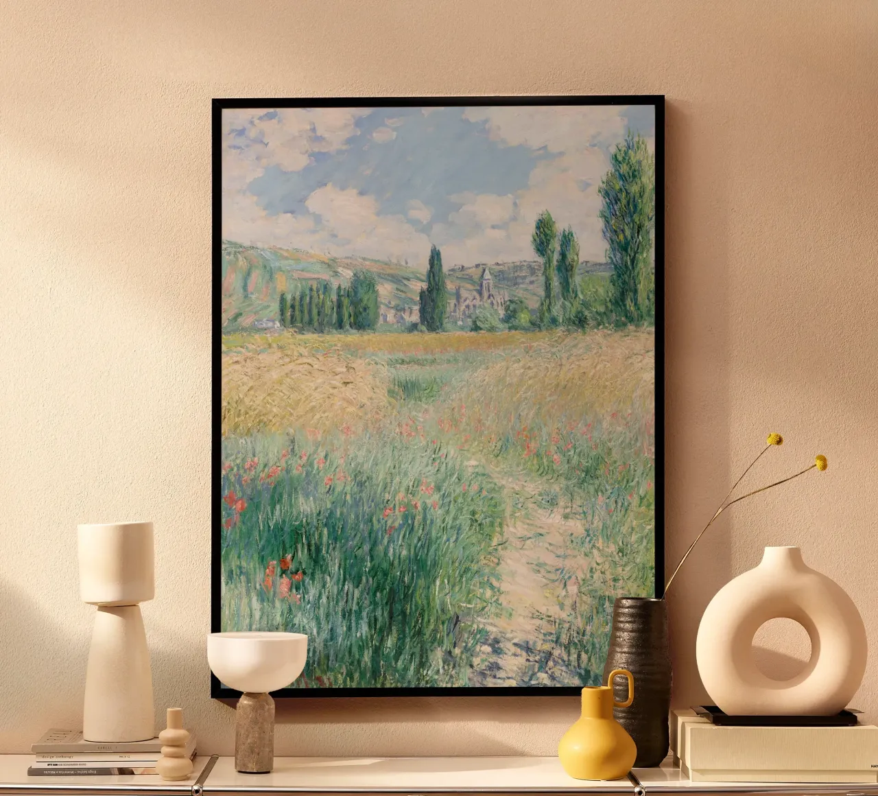 Monet - Path on the Island of Saint Martin poster con telaio in alluminio da apoloprints