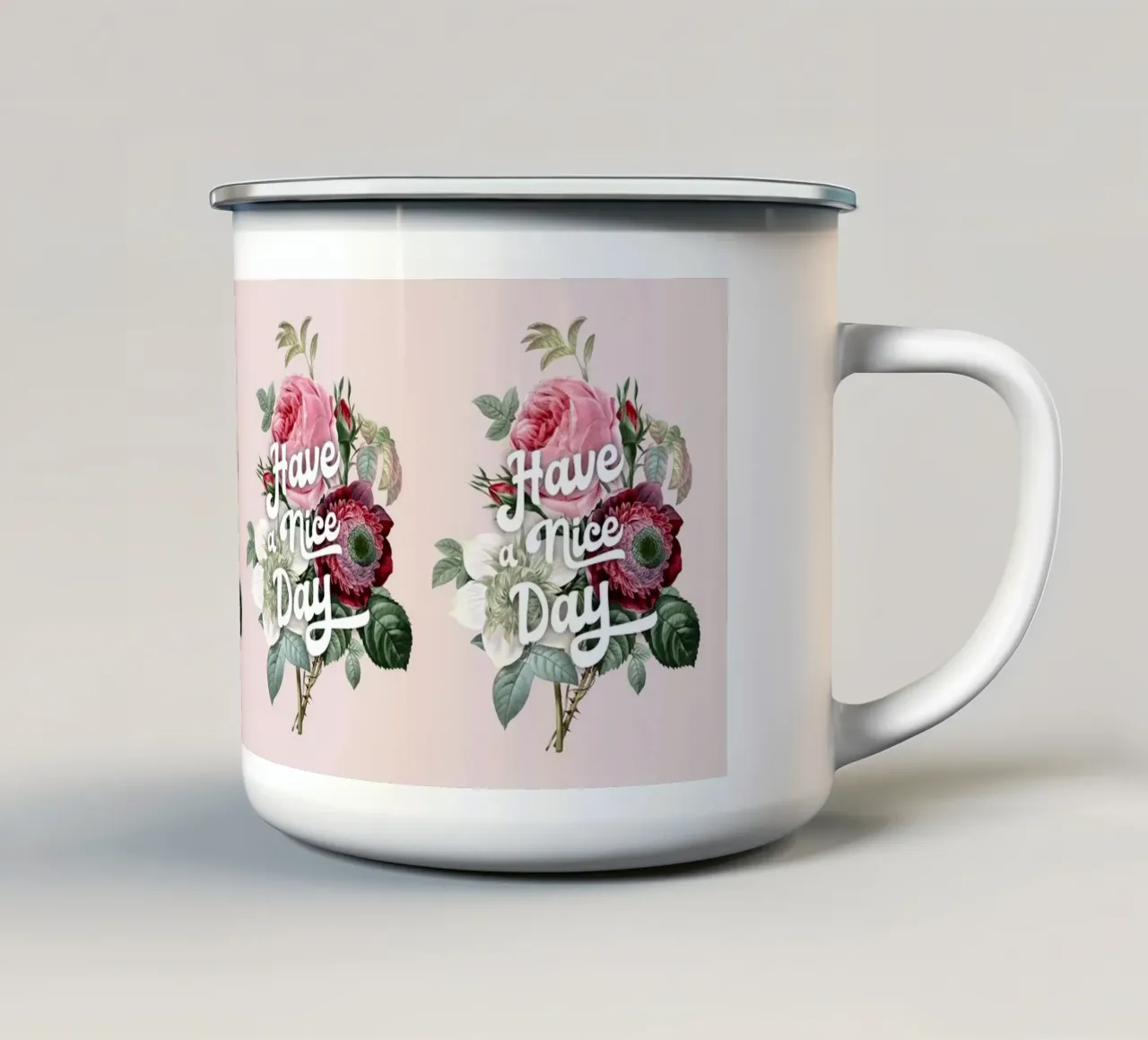 Vintage Floral "Have a Nice Day" Art Print tazza in smalto da showmemars