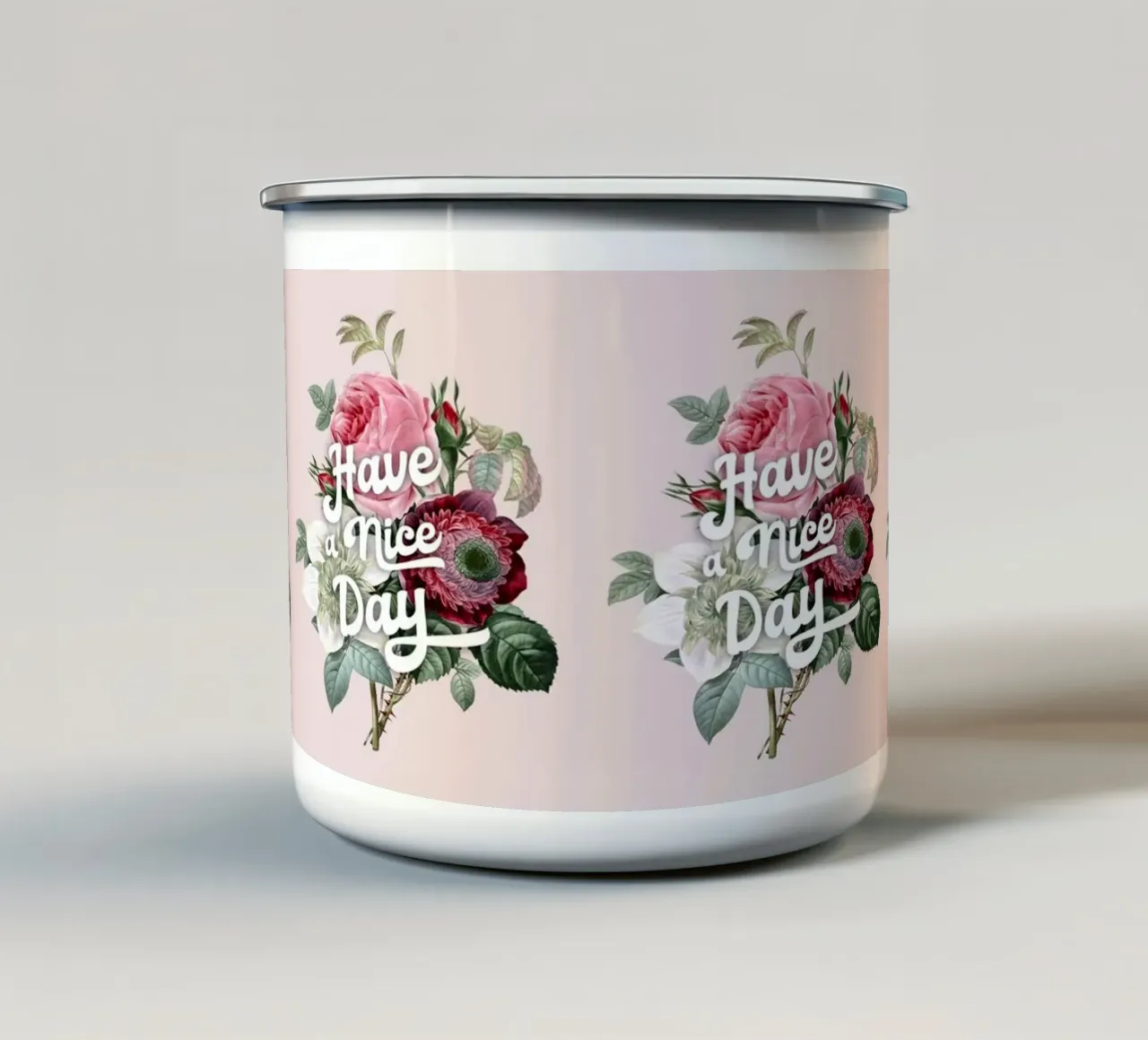 Vintage Floral "Have a Nice Day" Art Print tazza in smalto da showmemars
