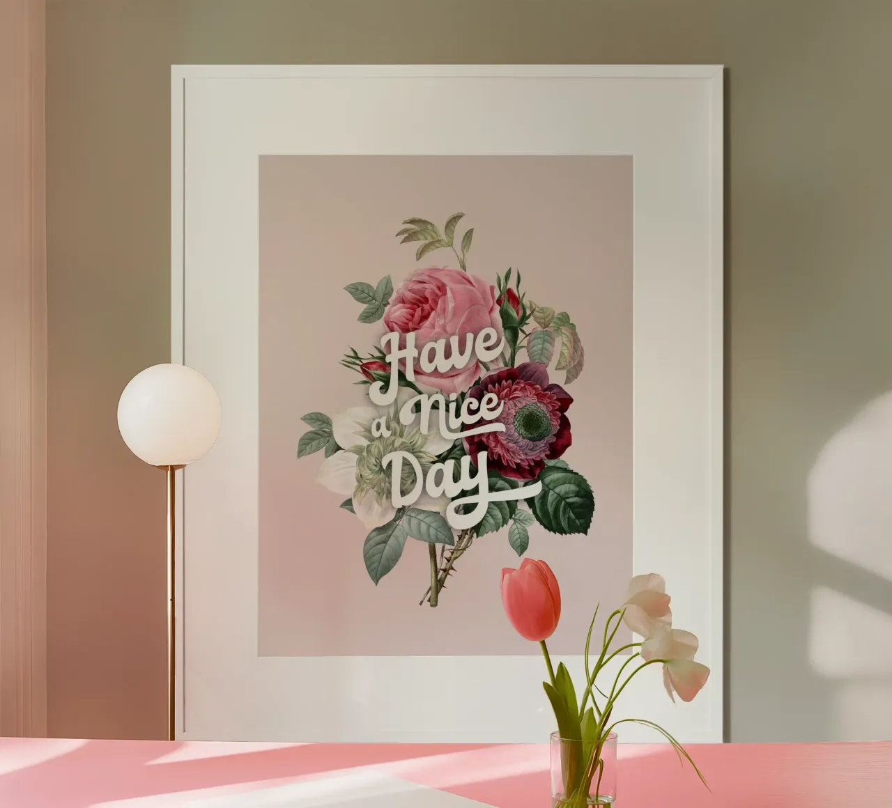 Vintage Floral "Have a Nice Day" Art Print poster da showmemars