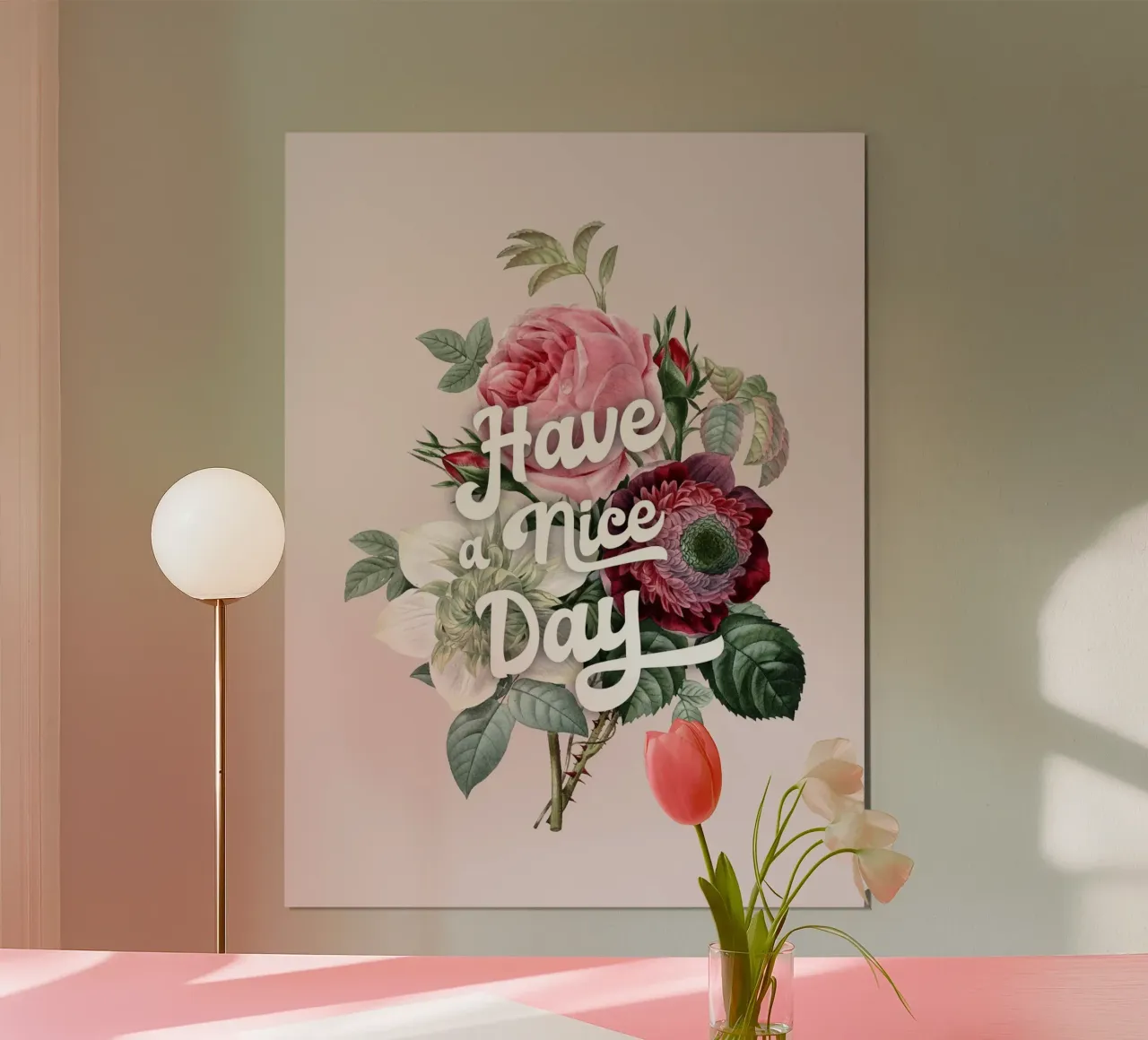 Vintage Floral "Have a Nice Day" Art Print poster da showmemars