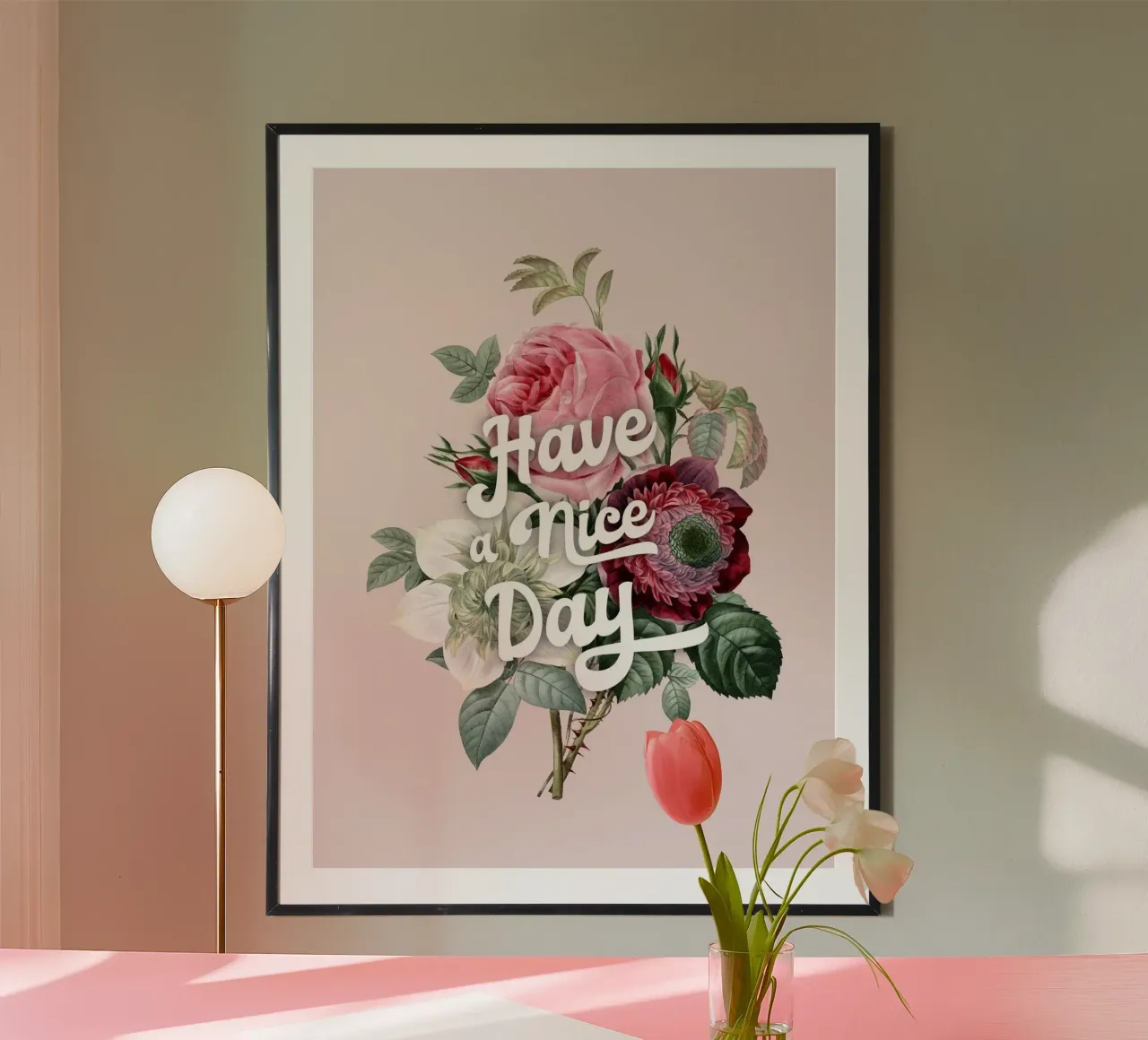 Vintage Floral "Have a Nice Day" Art Print poster da showmemars