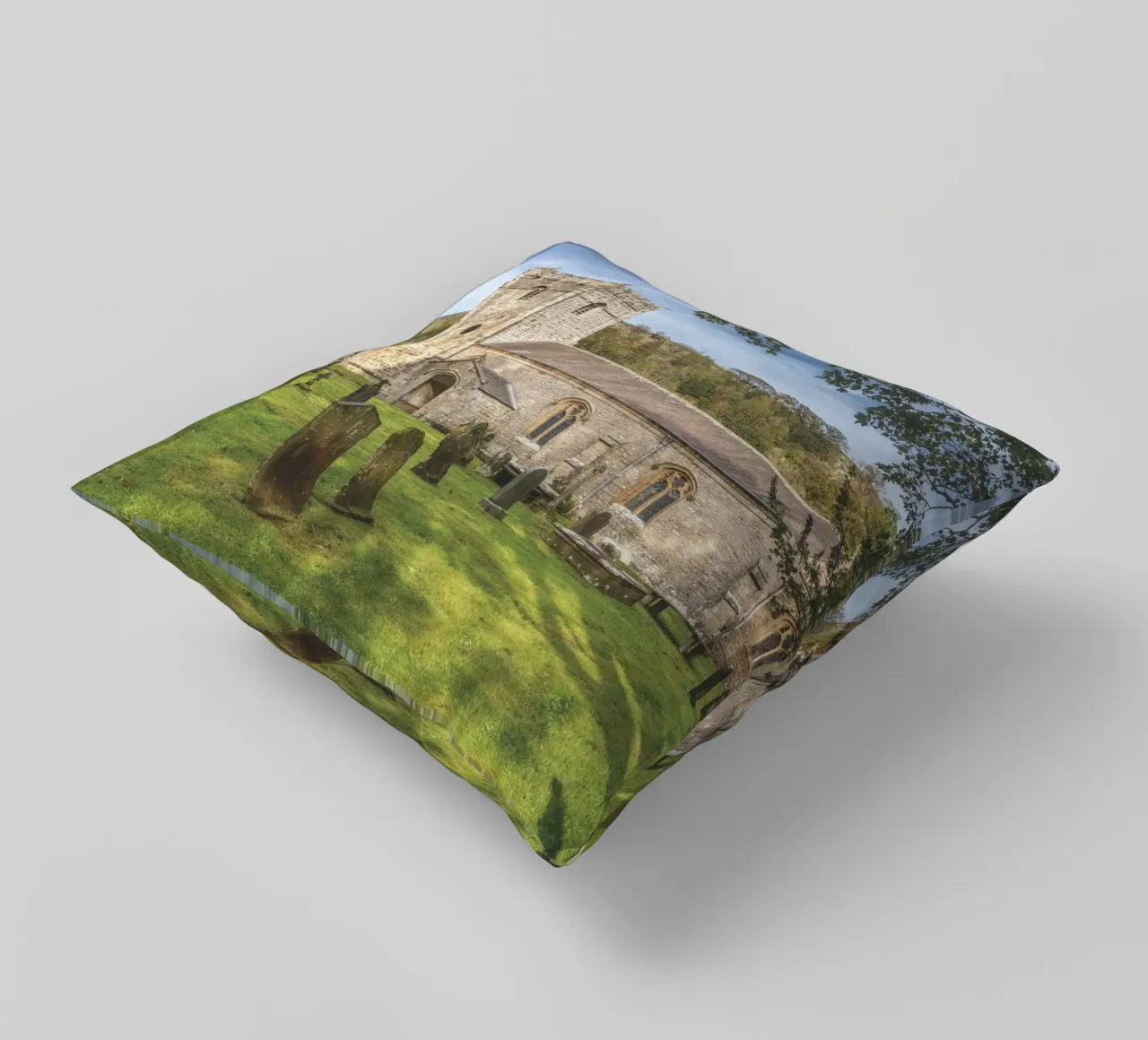 St Oswald's Church Arncliffe cuscino da Dave Hare Photography