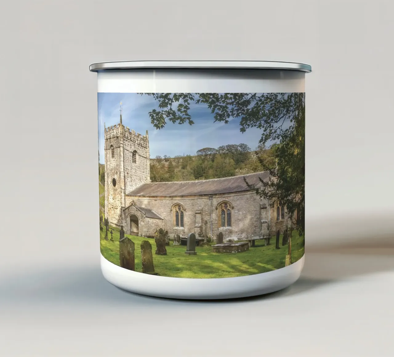 St Oswald's Church Arncliffe tazza in smalto da Dave Hare Photography