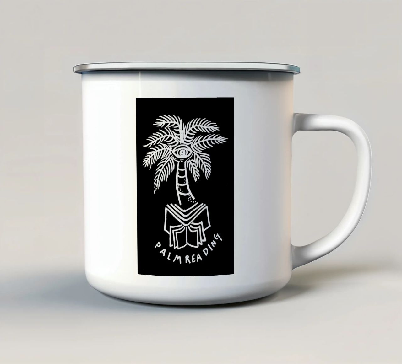 Palm Reading Black tazza in smalto da Daniela Roessler