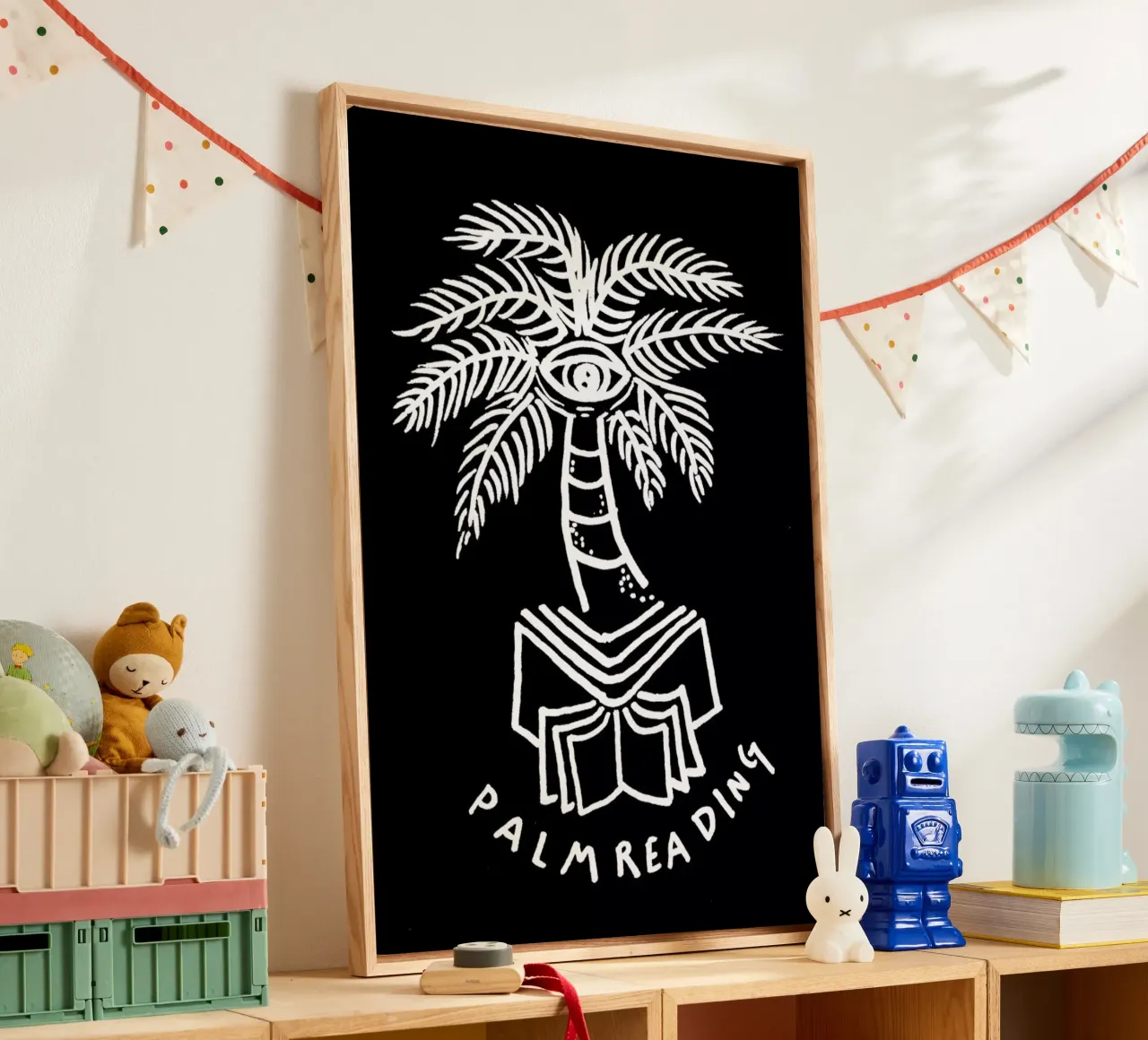 Palm Reading Black tela con Cornice a cassetta da Daniela Roessler