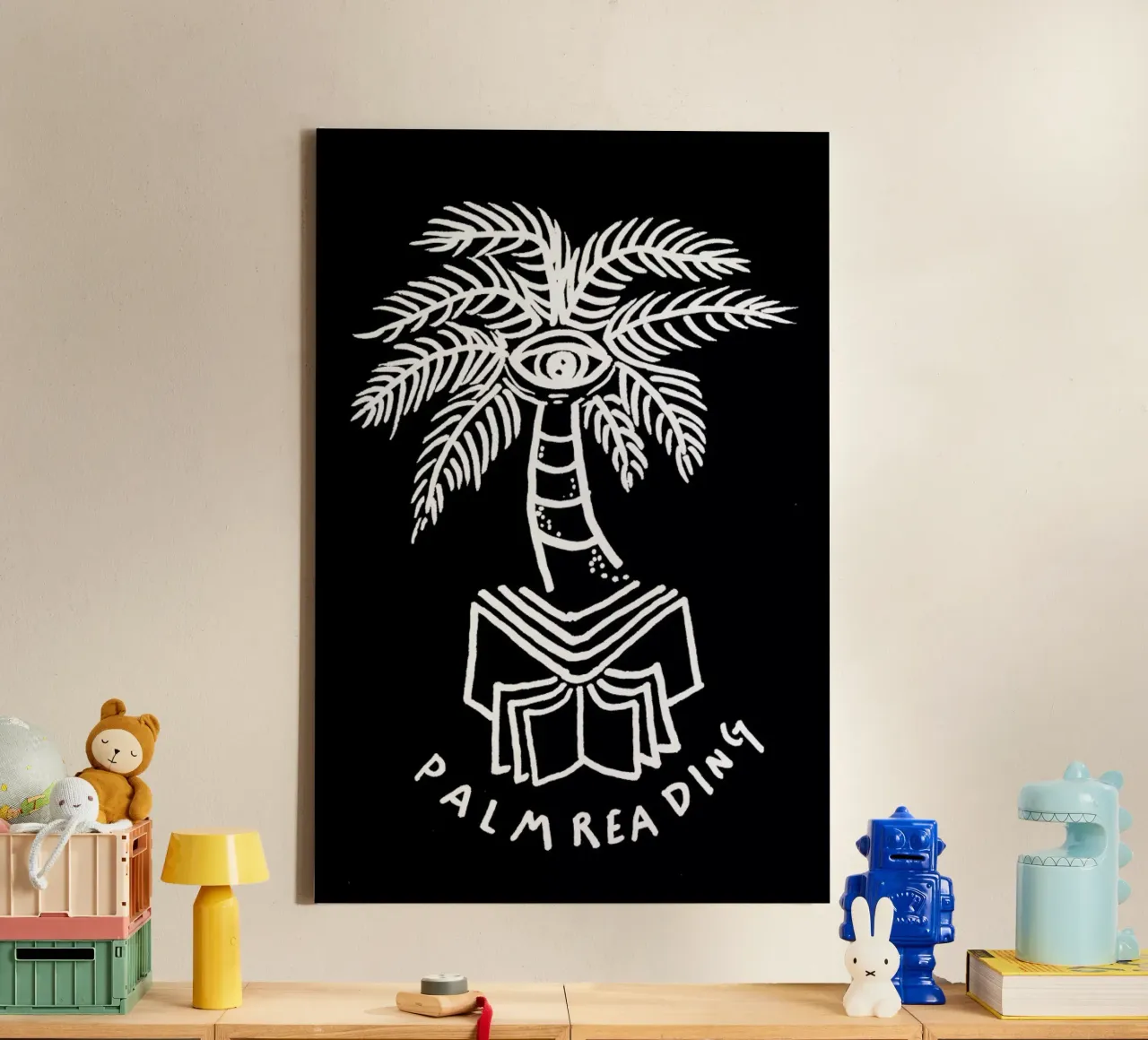Palm Reading Black tela con Cornice a cassetta da Daniela Roessler