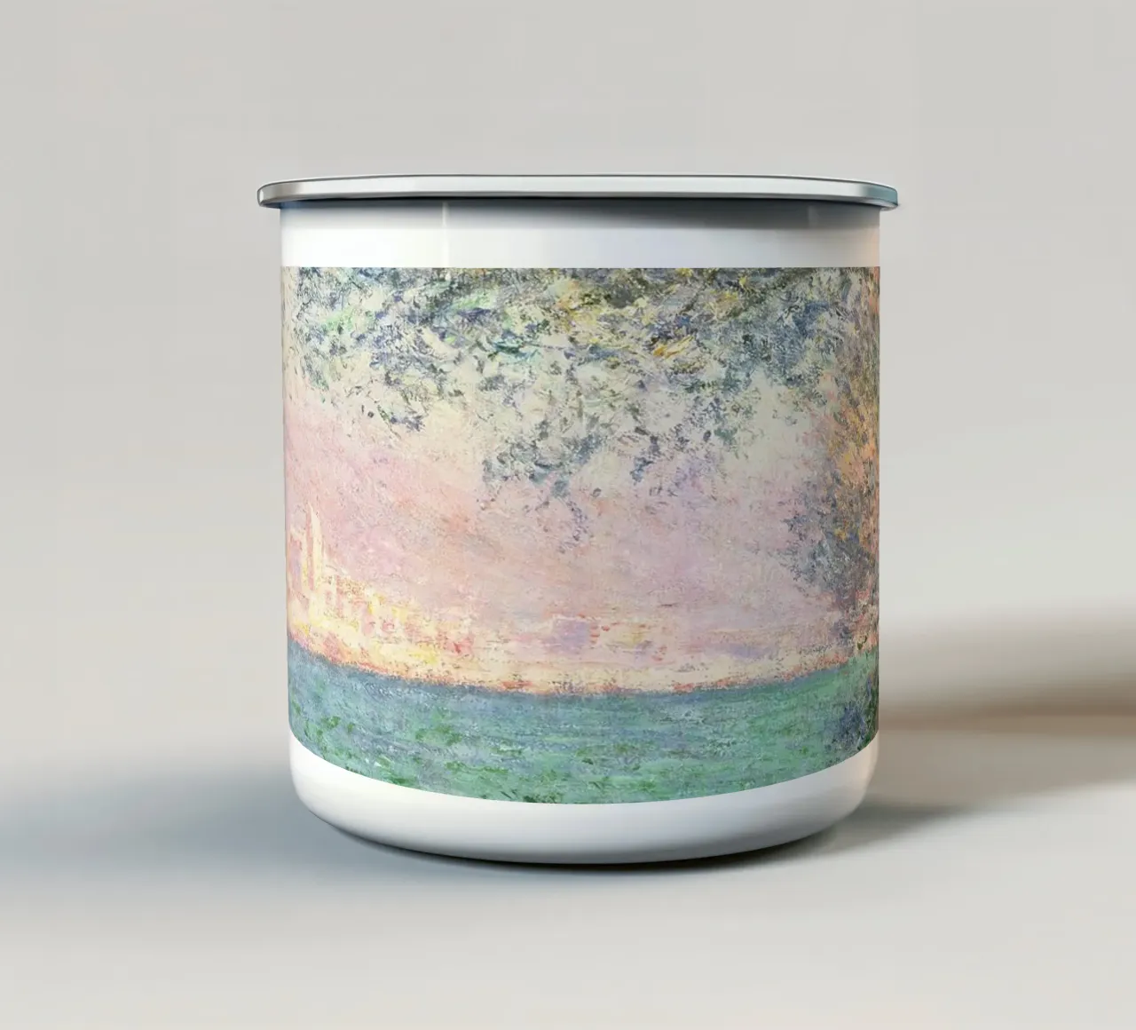 Monet - Morning at Antibes tazza in smalto da apoloprints