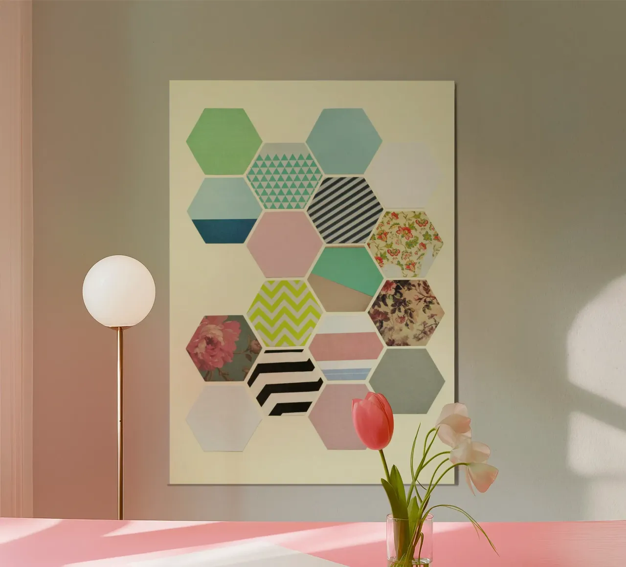 Fiori e strisce poster da Cassia Beck Collage