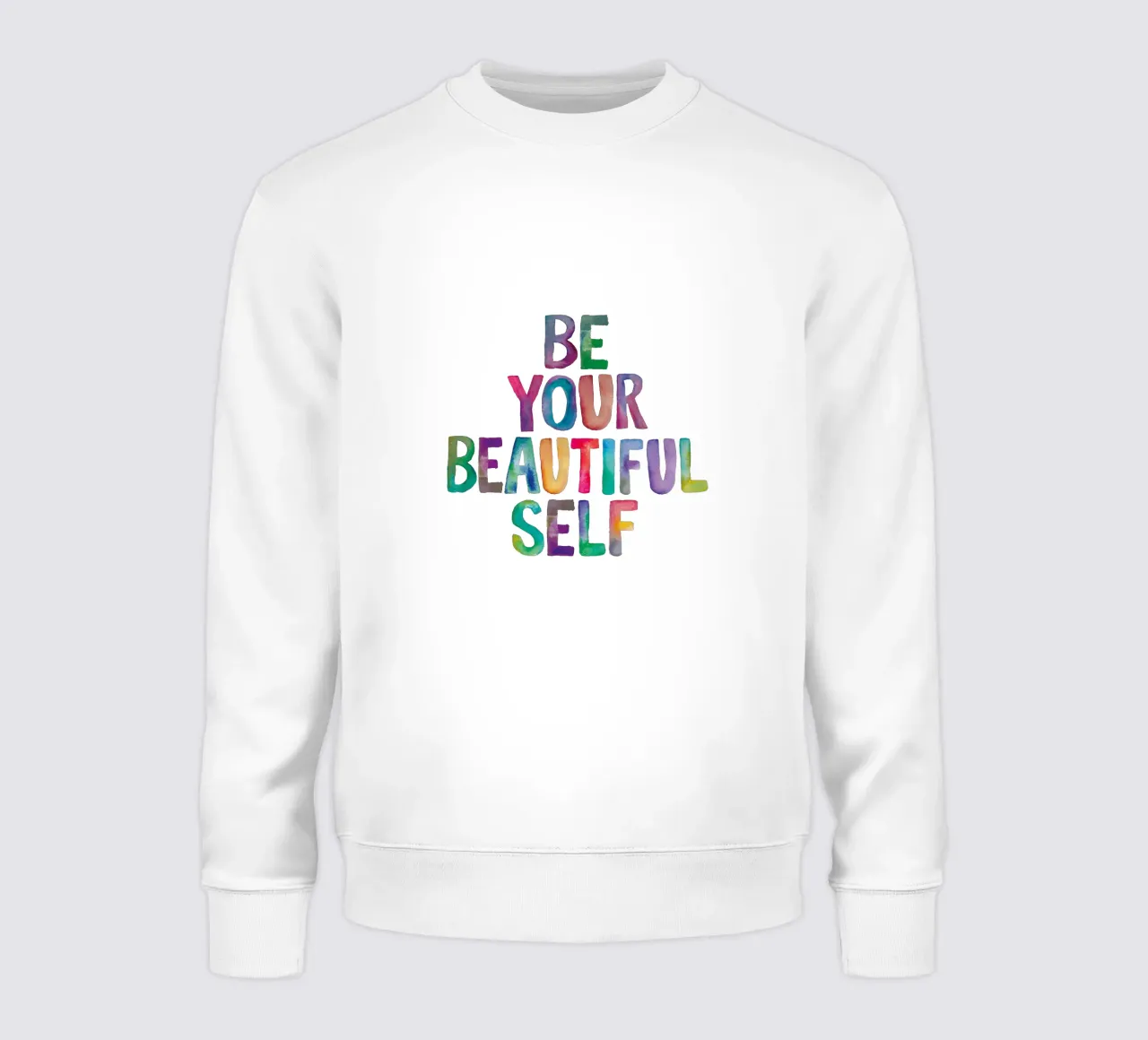 Be Your Beautiful Self - Design tipografico arcobaleno per bambini felpa da THE MOTIVATED TYPE