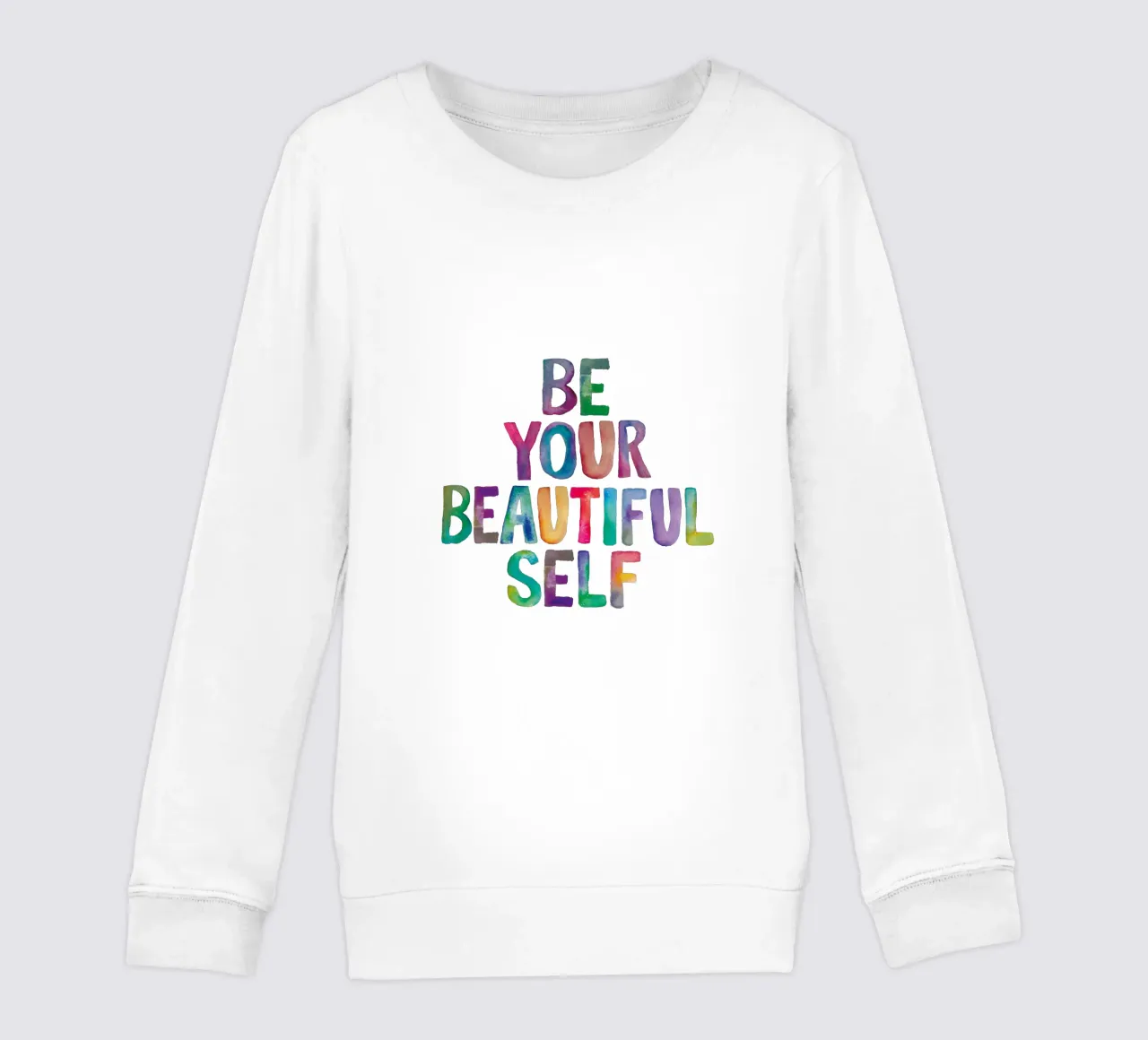 Be Your Beautiful Self - Design tipografico arcobaleno per bambini felpa bambino da THE MOTIVATED TYPE