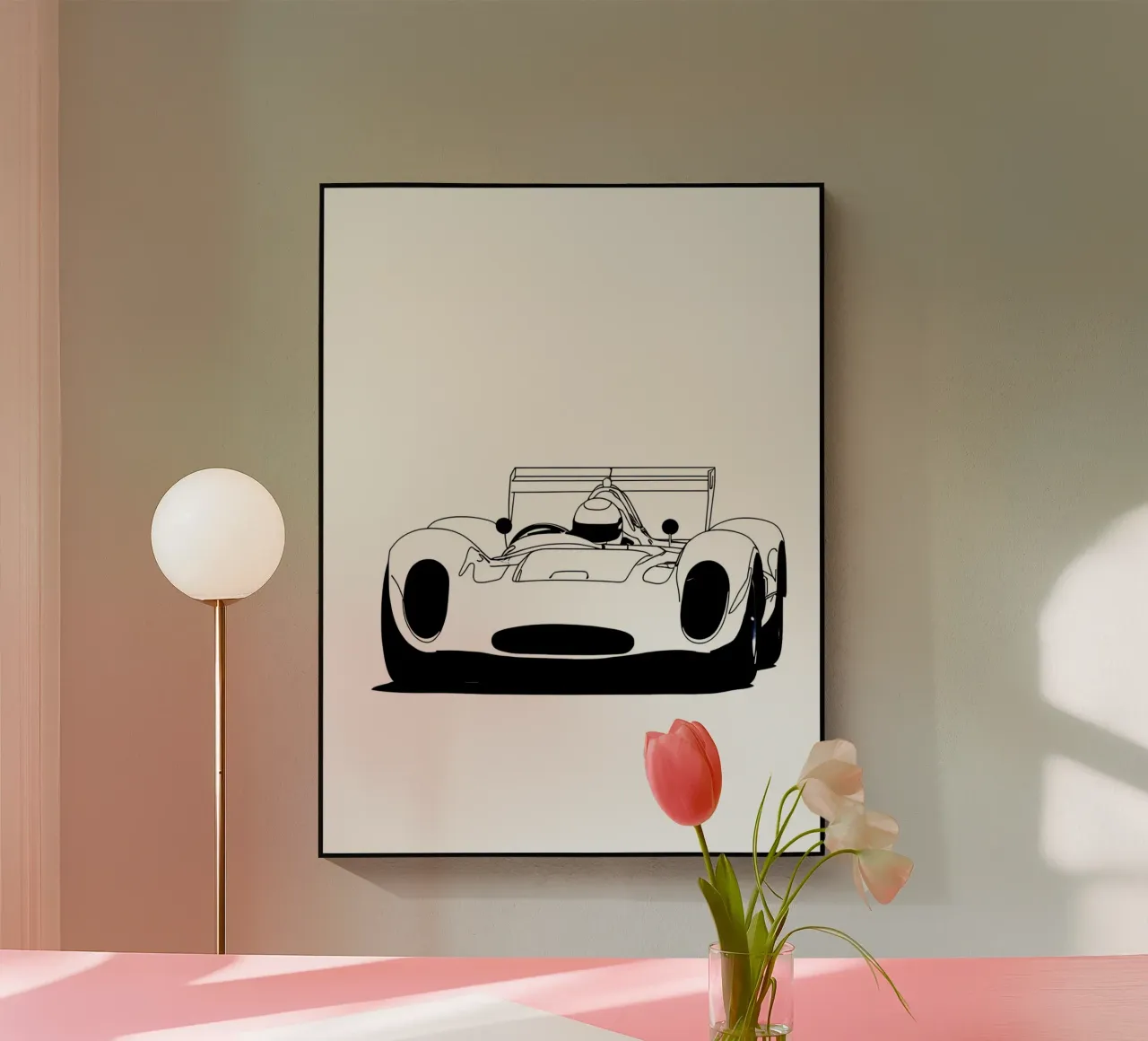 Auto da corsa - Line art minimalista plexiglass da Viv Line Art