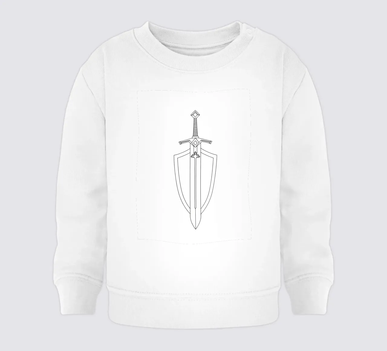 Spada e scudo - Line art minimalista felpa neonato da Viv Line Art