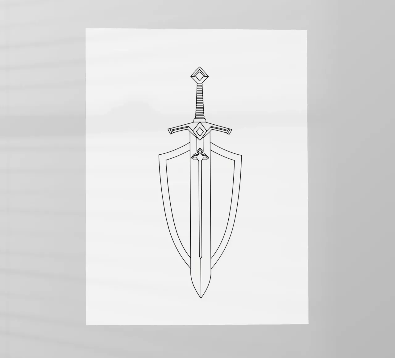 Spada e scudo - Line art minimalista pellicola backlit da Viv Line Art