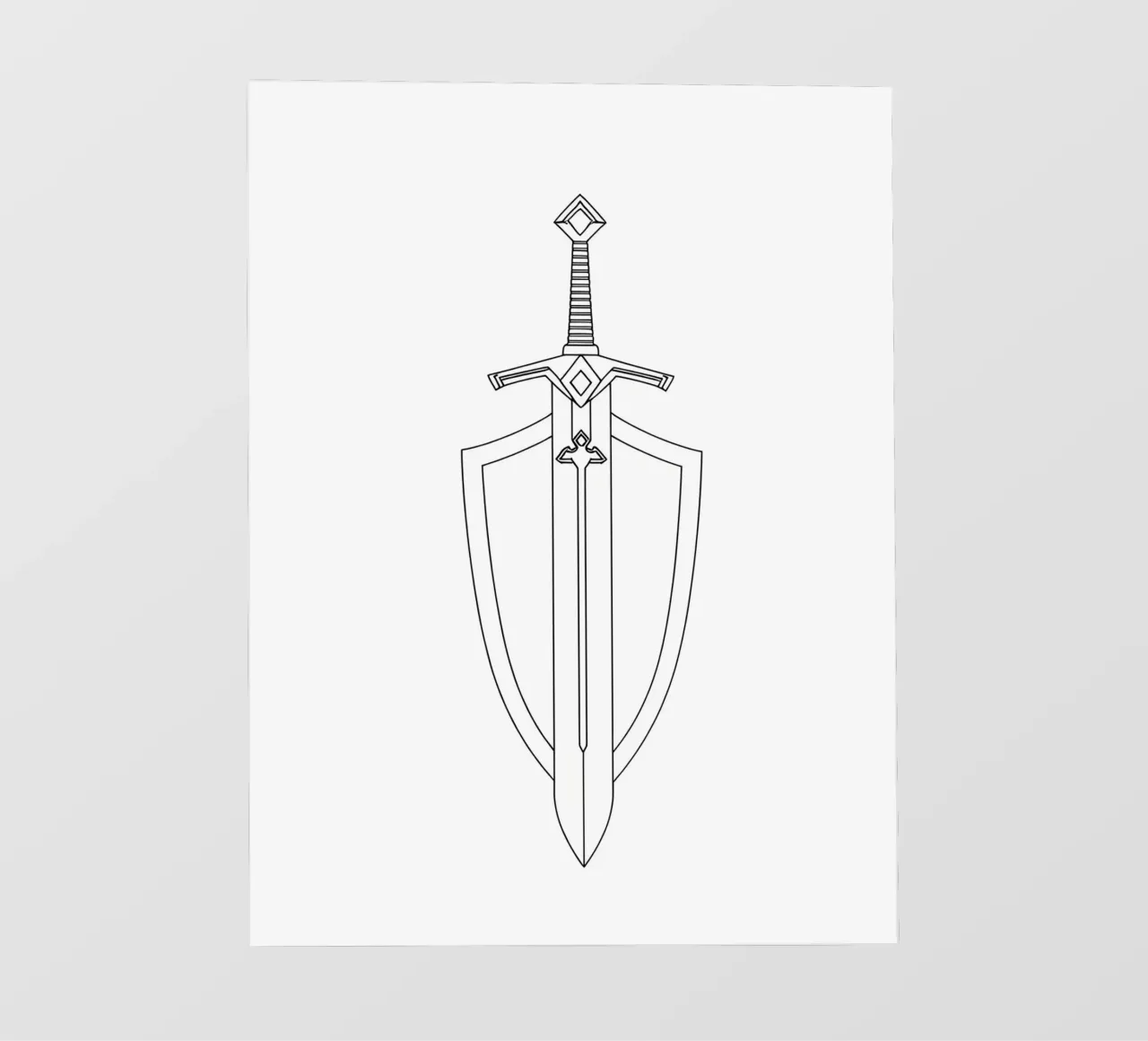 Spada e scudo - Line art minimalista telo in pvc da Viv Line Art