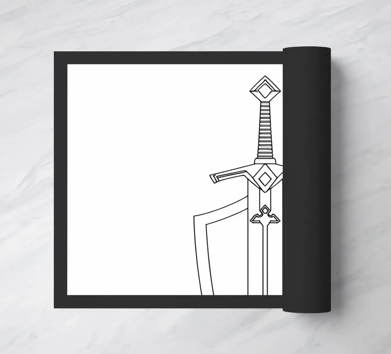 Spada e scudo - Line art minimalista zerbino da Viv Line Art