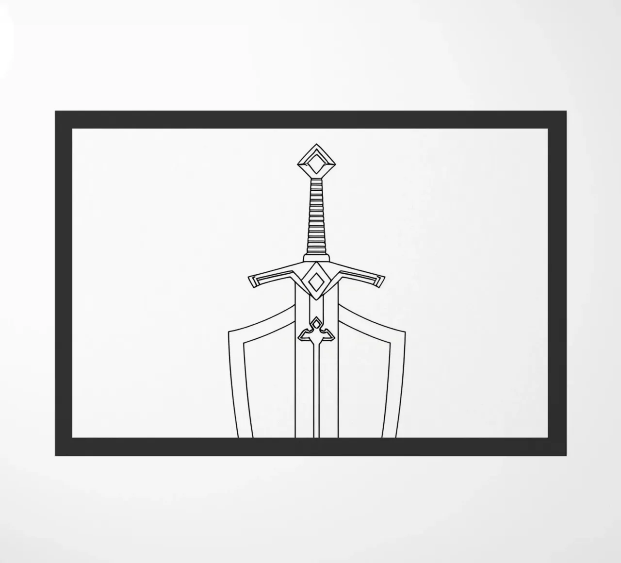 Spada e scudo - Line art minimalista zerbino da Viv Line Art