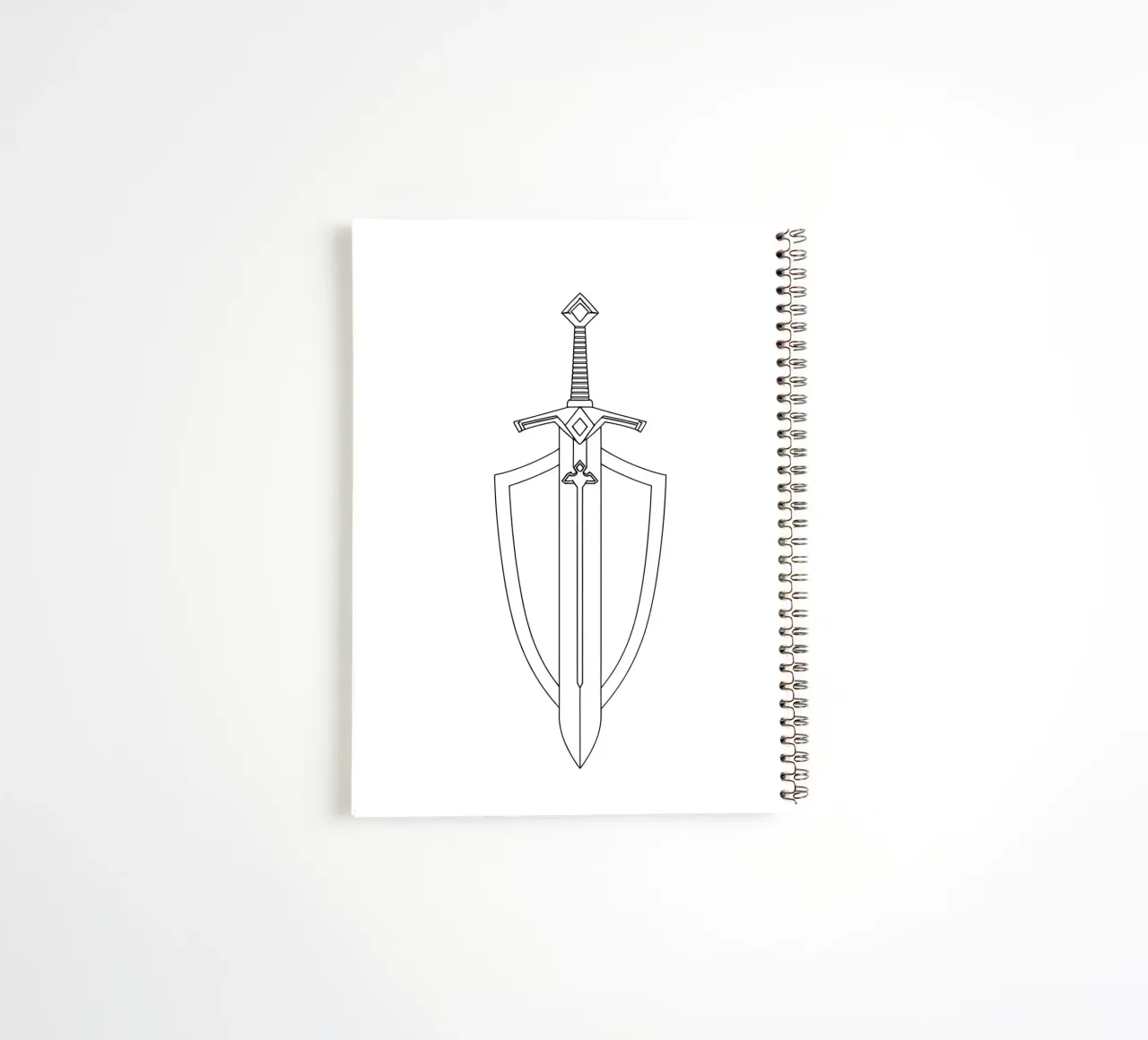 Sword And Shield - Minimalist Line Art spiral notebook by Viv Line Art