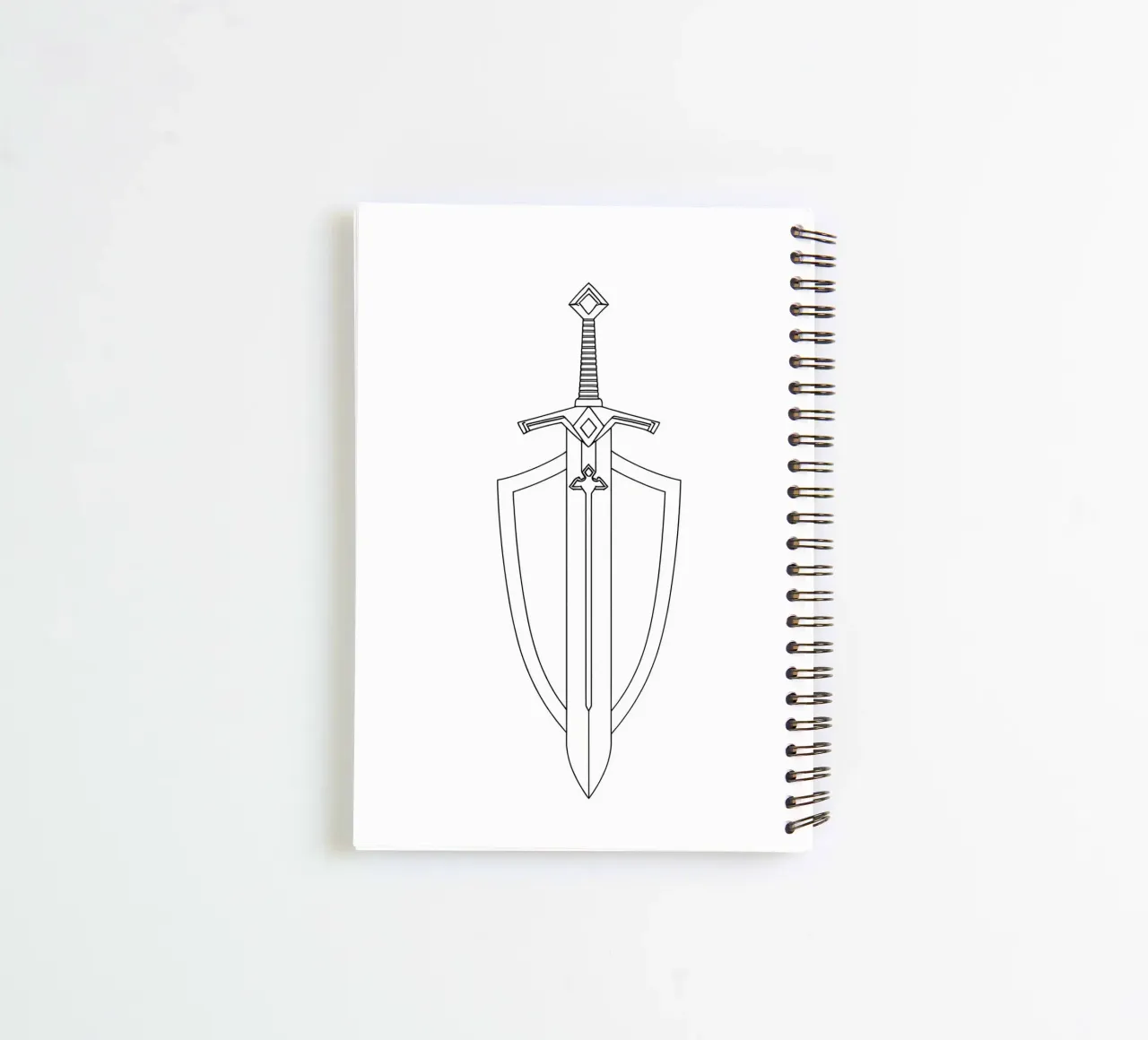 Sword And Shield - Minimalist Line Art spiral notebook by Viv Line Art