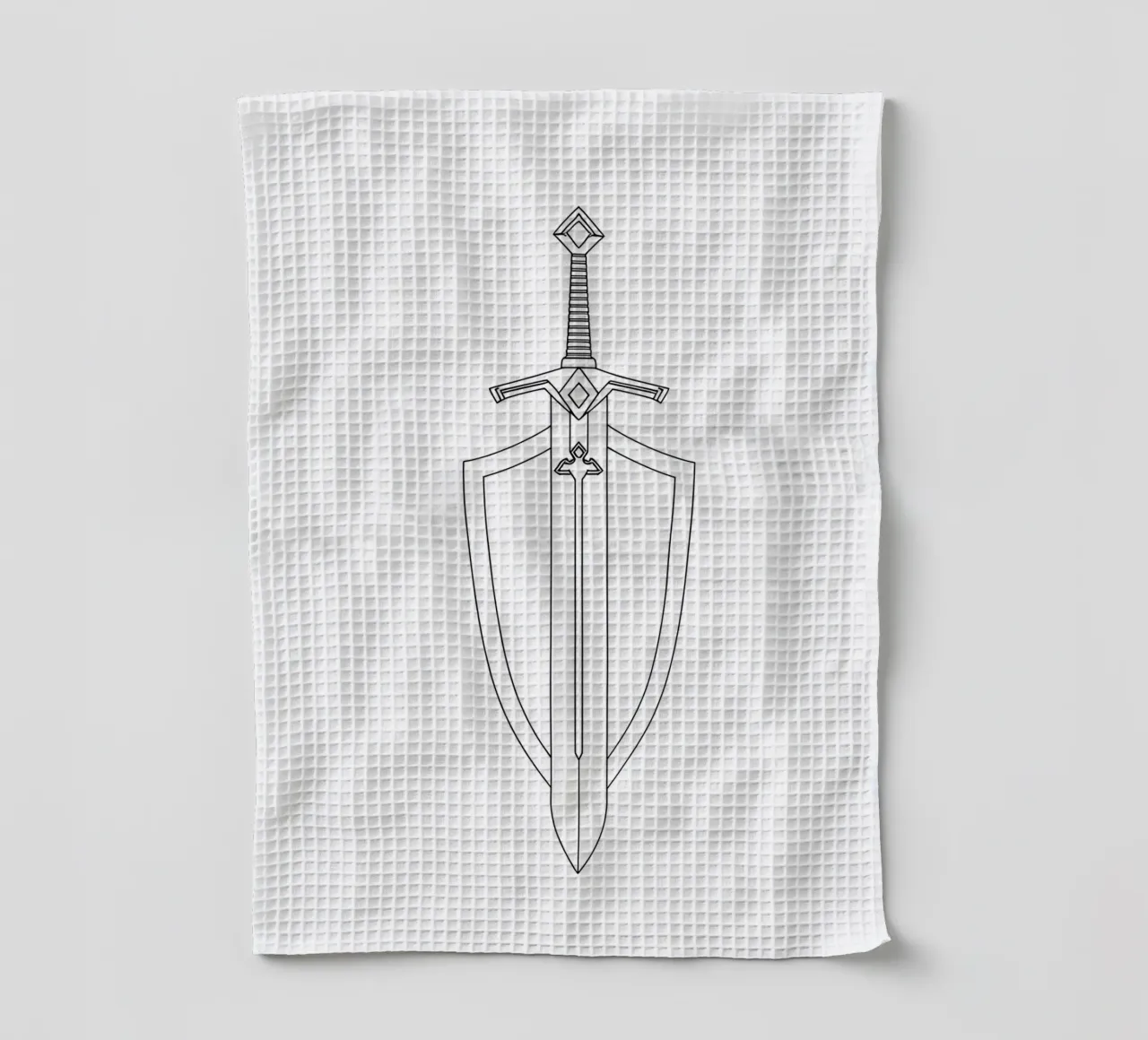 Spada e scudo - Line art minimalista canovaccio da cucina da Viv Line Art