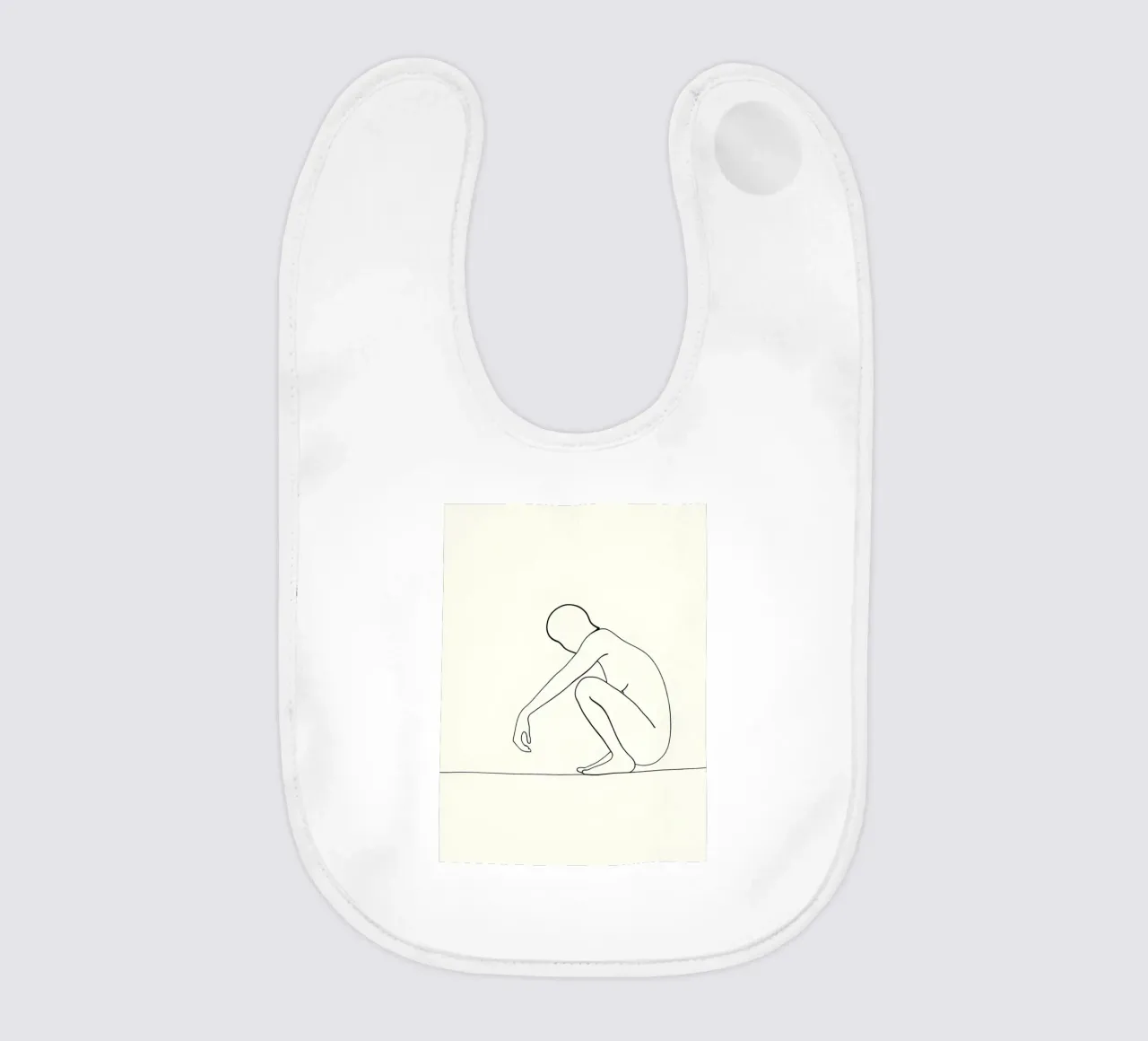 Accovacciarsi e guardarti - Line art minimalista bavaglino da Viv Line Art