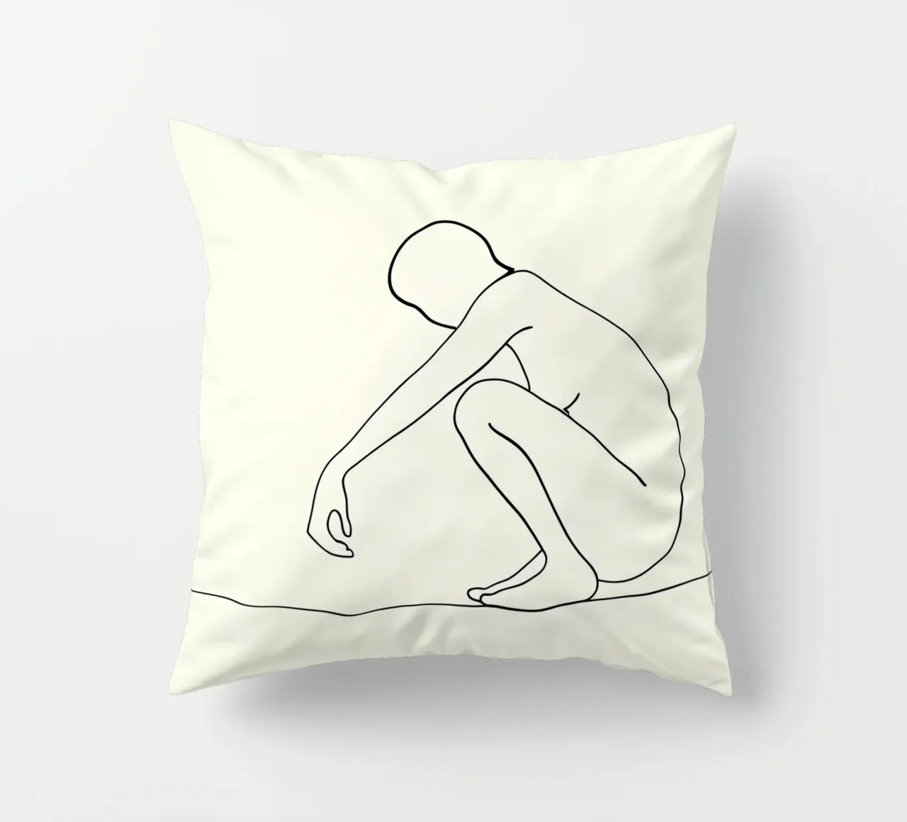 Accovacciarsi e guardarti - Line art minimalista cuscino da Viv Line Art
