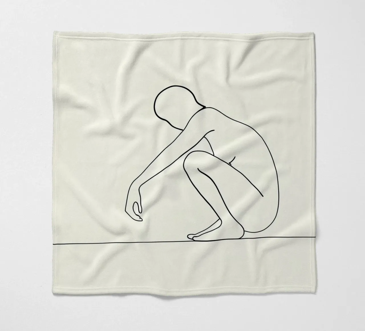 Crouching And Watching You - Minimalist Line Art fleece blanket by Viv Line Art