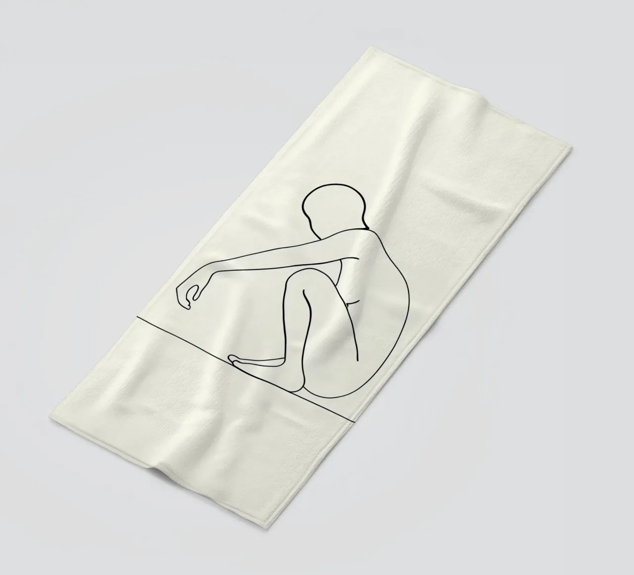 Accovacciarsi e guardarti - Line art minimalista telo mare da Viv Line Art