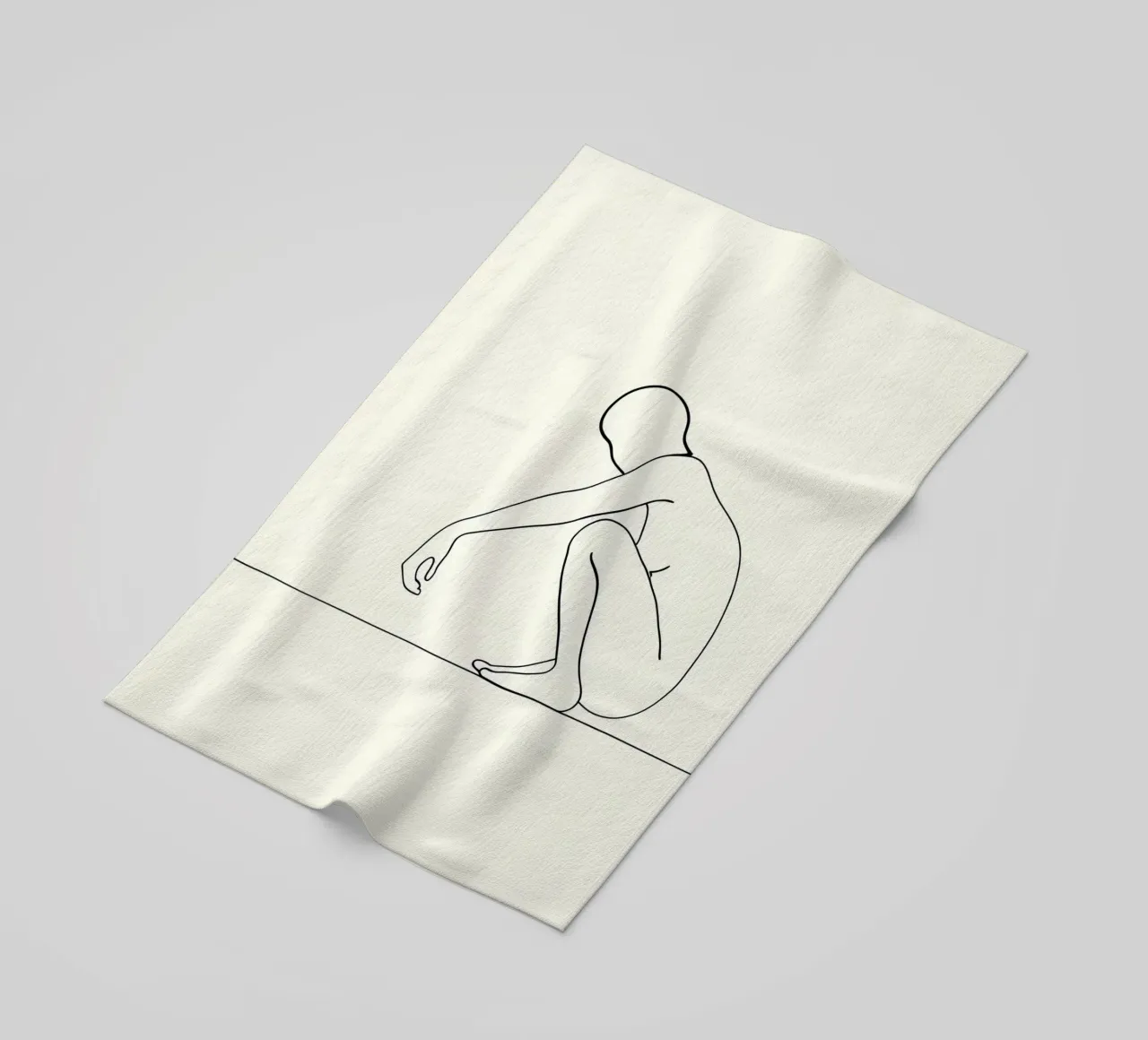 Accovacciarsi e guardarti - Line art minimalista telo mare da Viv Line Art