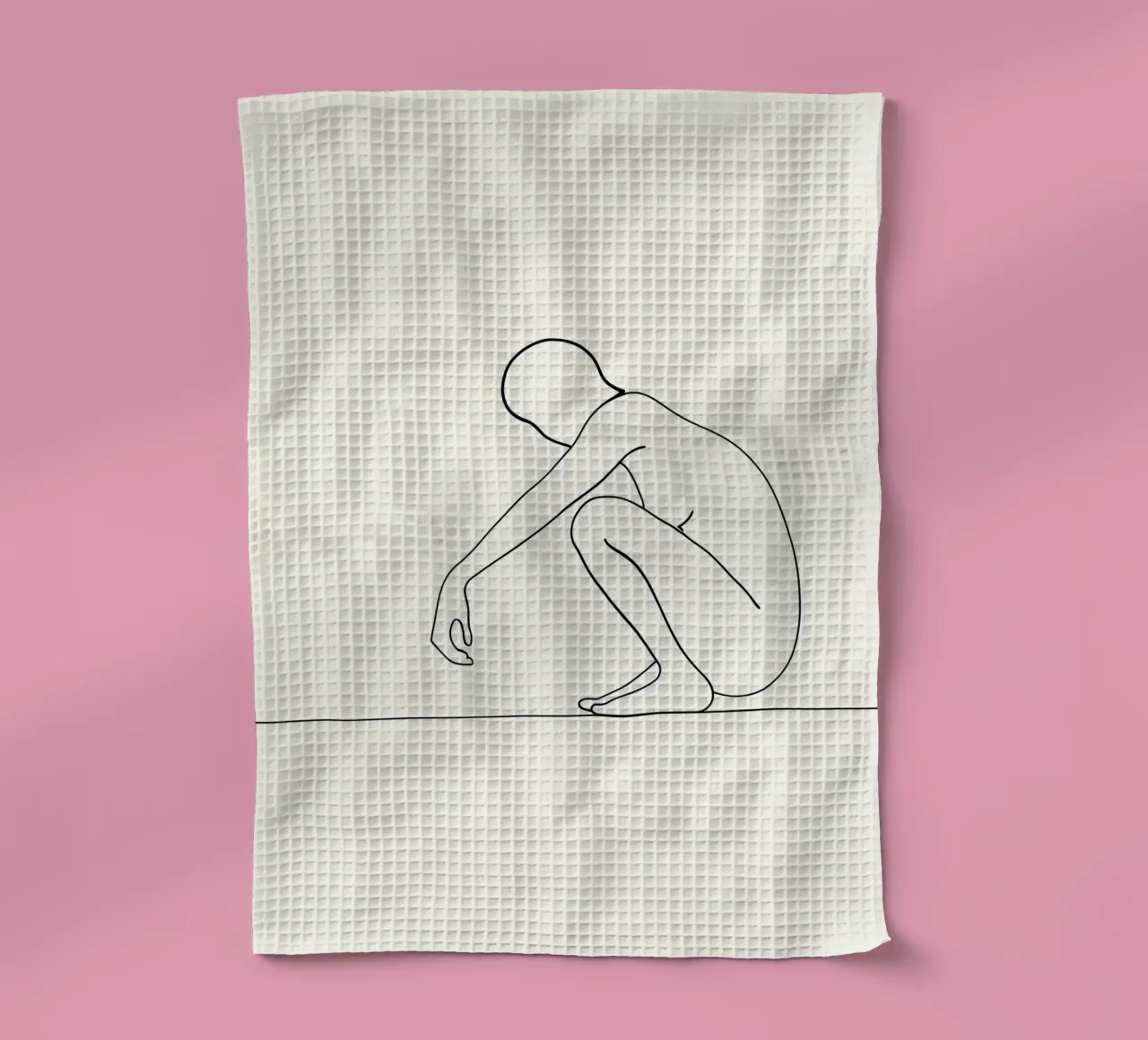 Crouching And Watching You - Dessin au trait minimaliste torchon de Viv Line Art