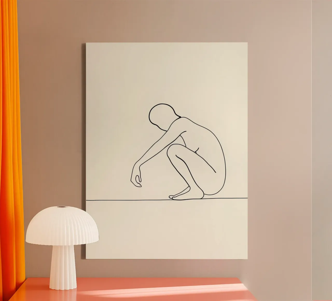 Crouching And Watching You - Minimalist Line Art canvas by Viv Line Art
