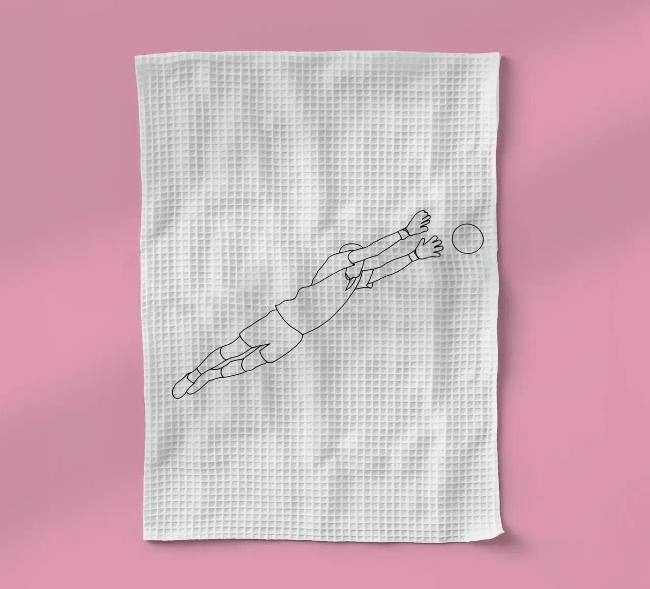 Gardien de but de football - Dessin au trait minimaliste torchon de Viv Line Art