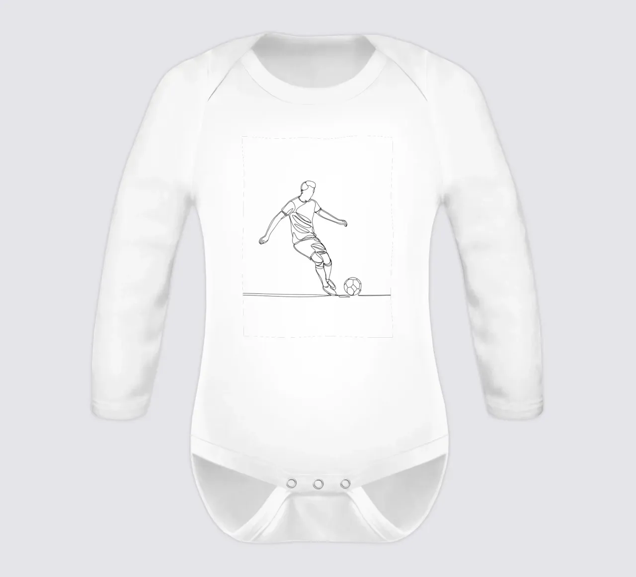 Soccer Player - Minimalist Line Art long-sleeve baby romper by Viv Line Art