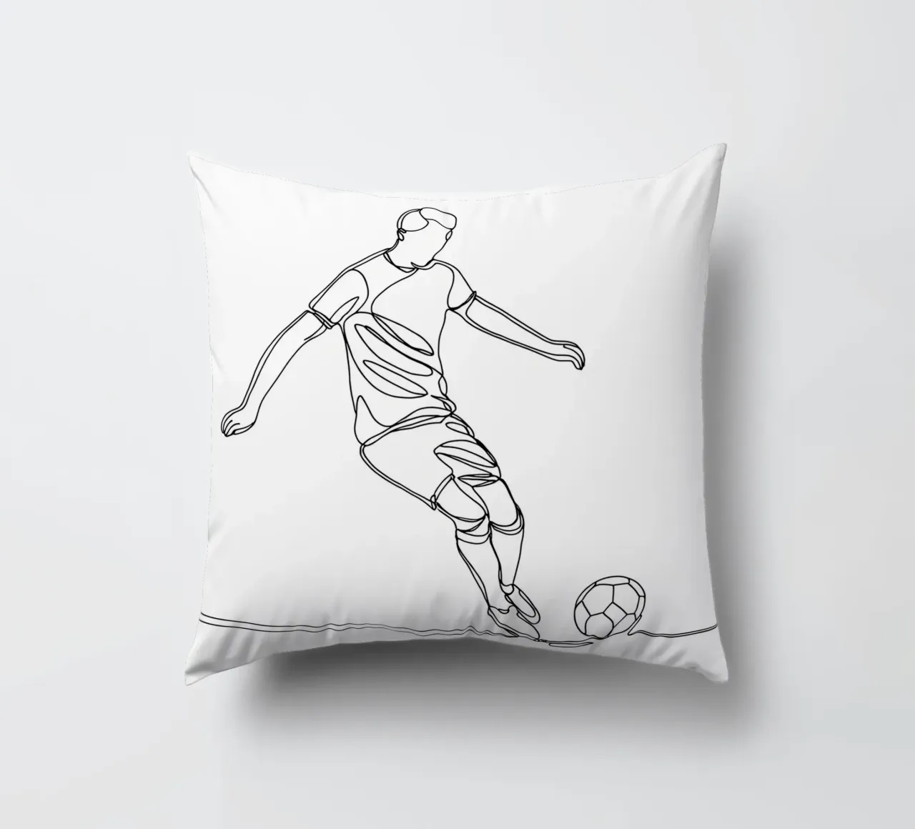 Giocatore di calcio - Line Art minimalista cuscino da Viv Line Art