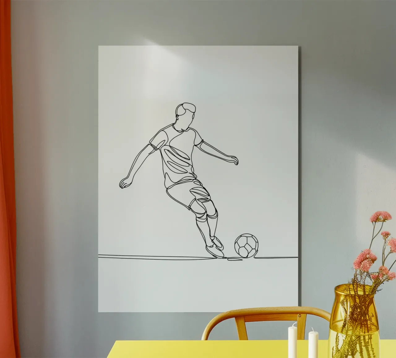 Soccer Player - Minimalist Line Art alu-dibond by Viv Line Art