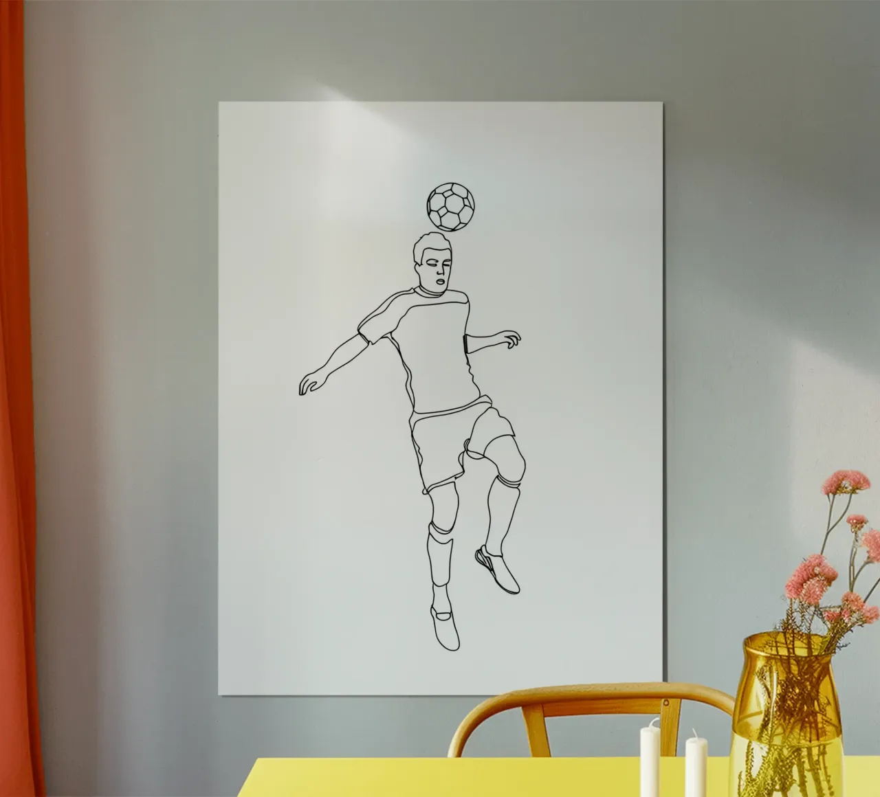 Giocatore di calcio - Line Art minimalista carta hahnemühle da Viv Line Art