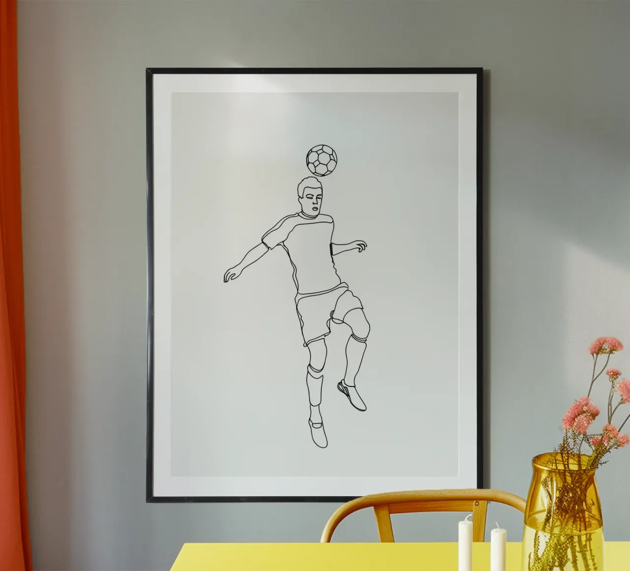 Giocatore di calcio - Line Art minimalista carta hahnemühle da Viv Line Art