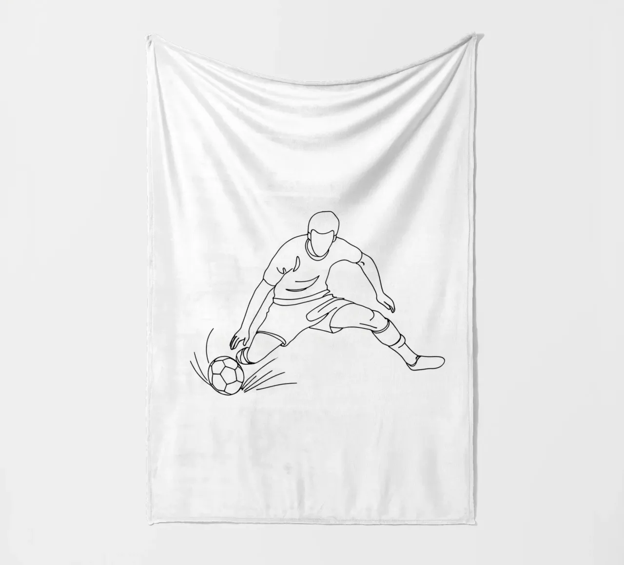 Giocatore di calcio che spara - Line Art minimalista coperta in pile da Viv Line Art
