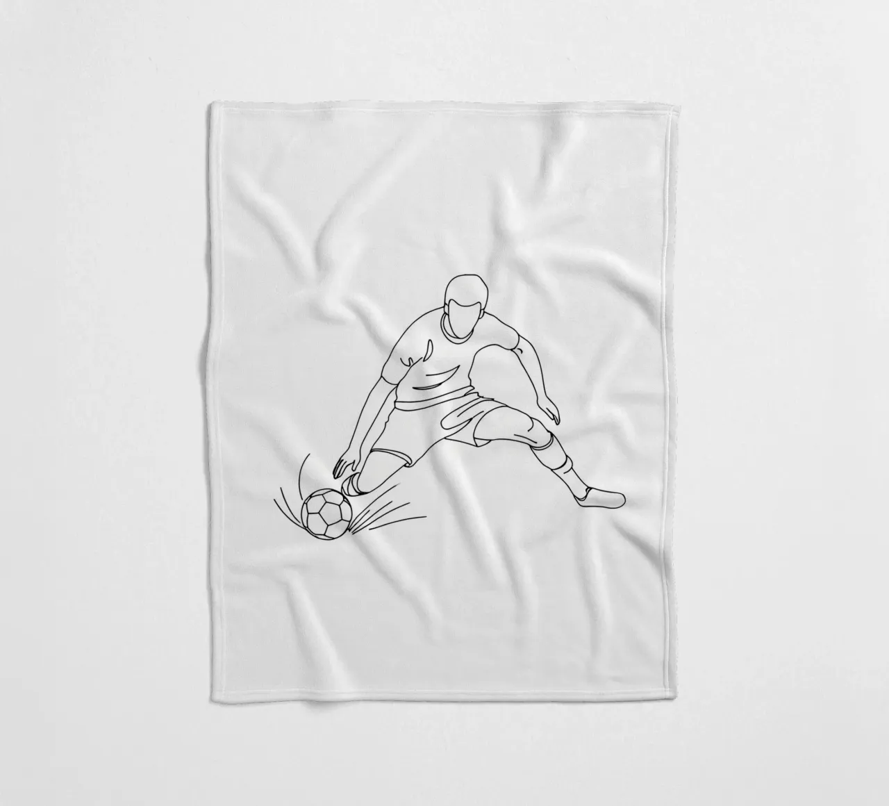 Giocatore di calcio che spara - Line Art minimalista coperta in pile da Viv Line Art