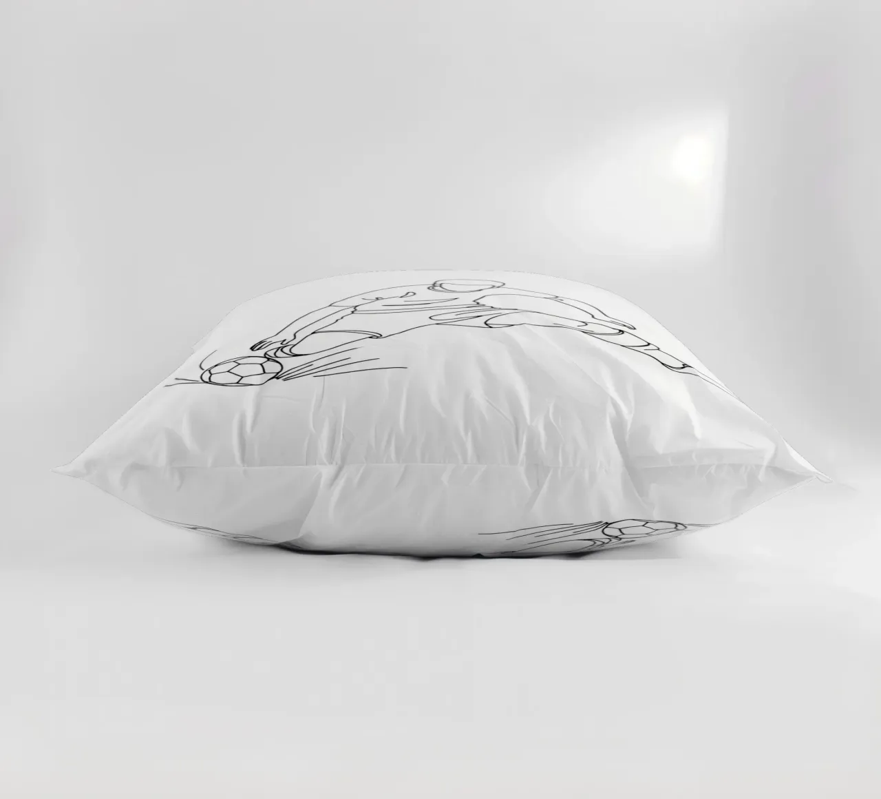 Soccer Player Shooting - Minimalist Line Art decorative cushion by Viv Line Art