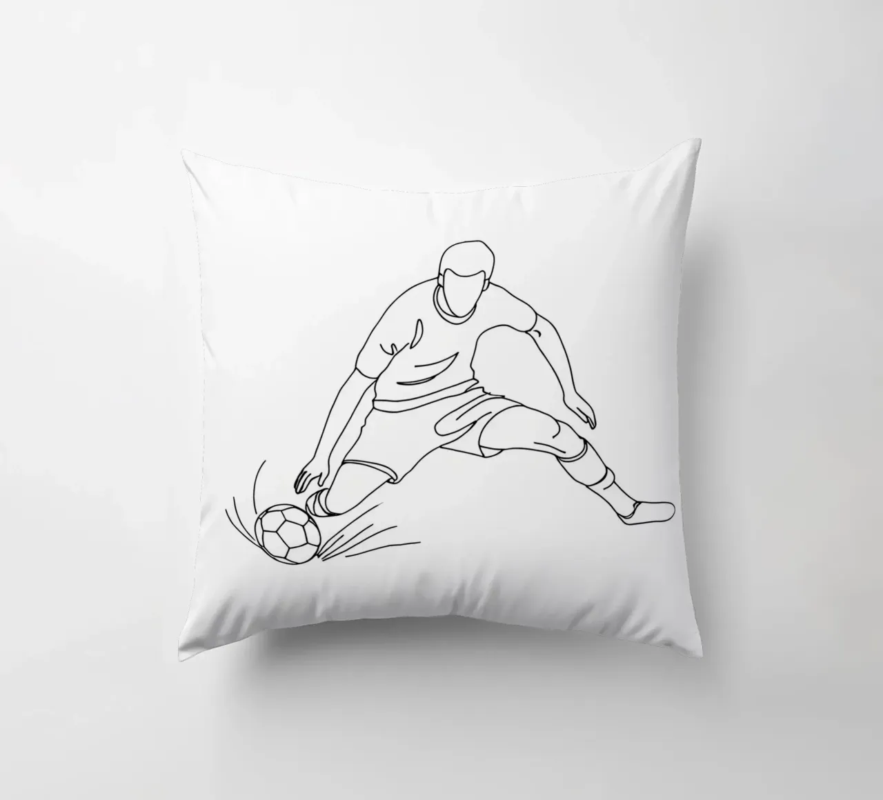 Soccer Player Shooting - Minimalist Line Art decorative cushion by Viv Line Art